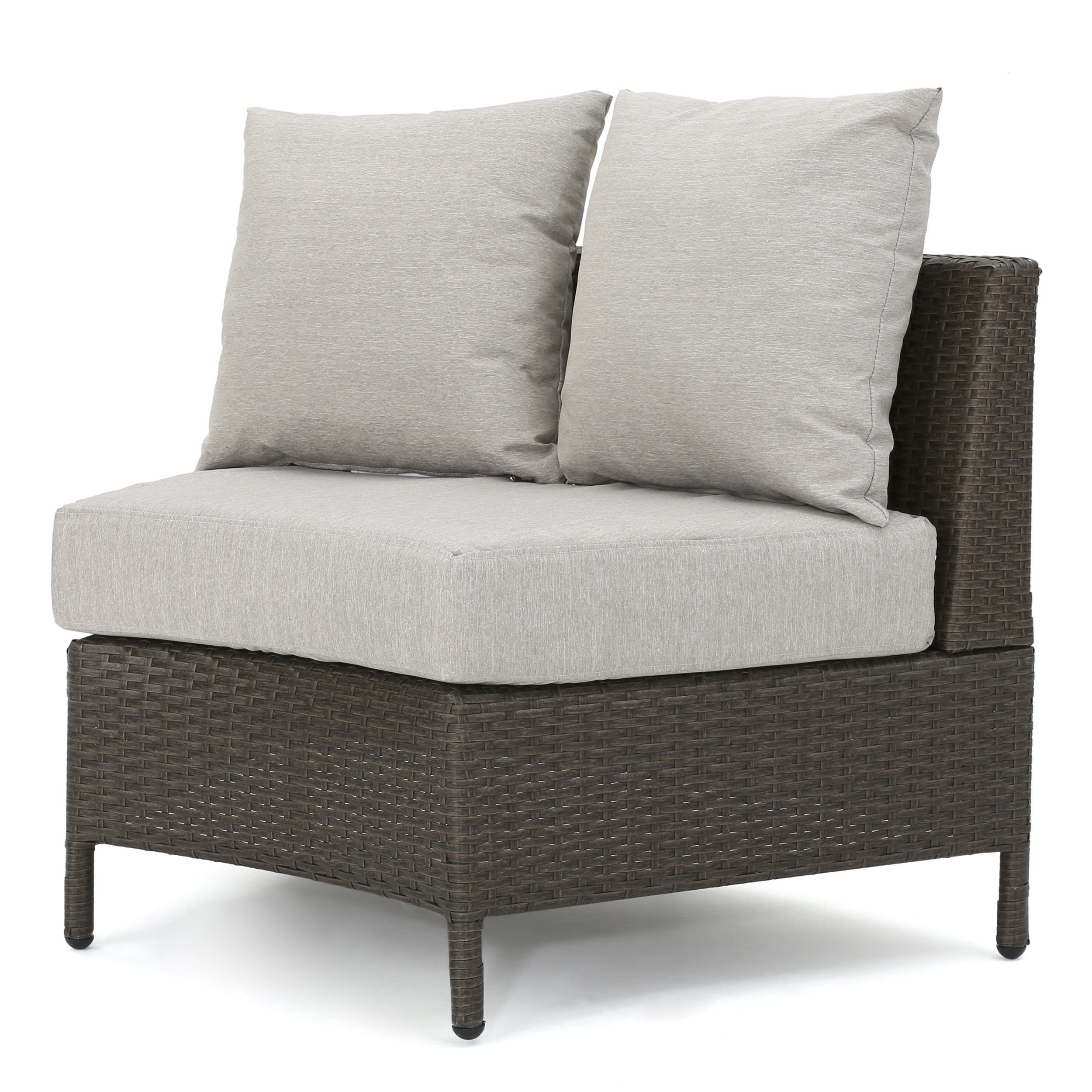 Harper Outdoor Wicker Curved Loveseat Sectional with Cushions - furnishings