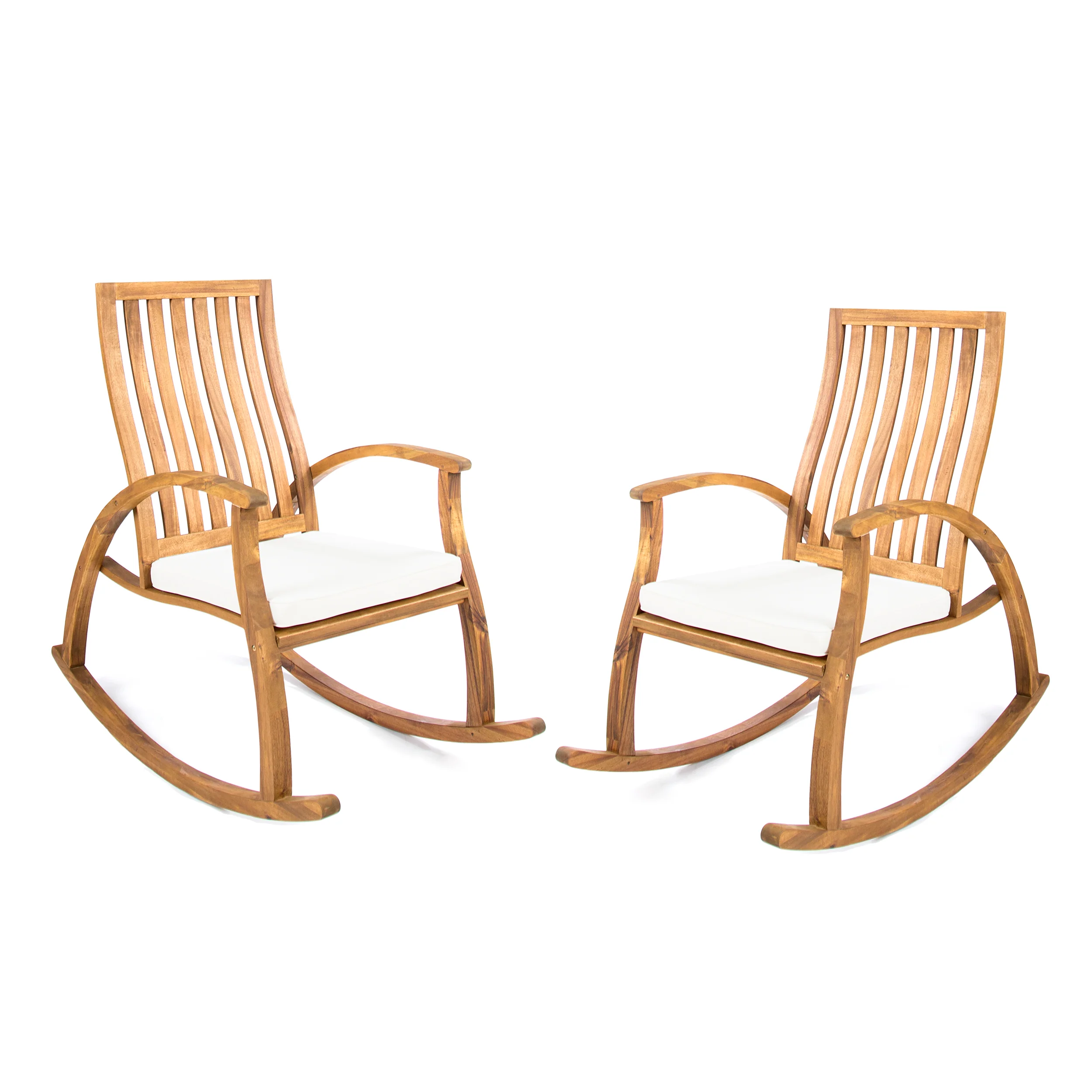 Cattan Outdoor Acacia Wood Rocking Chair with Water Resistant Cushions - Set of 2 - furnishings