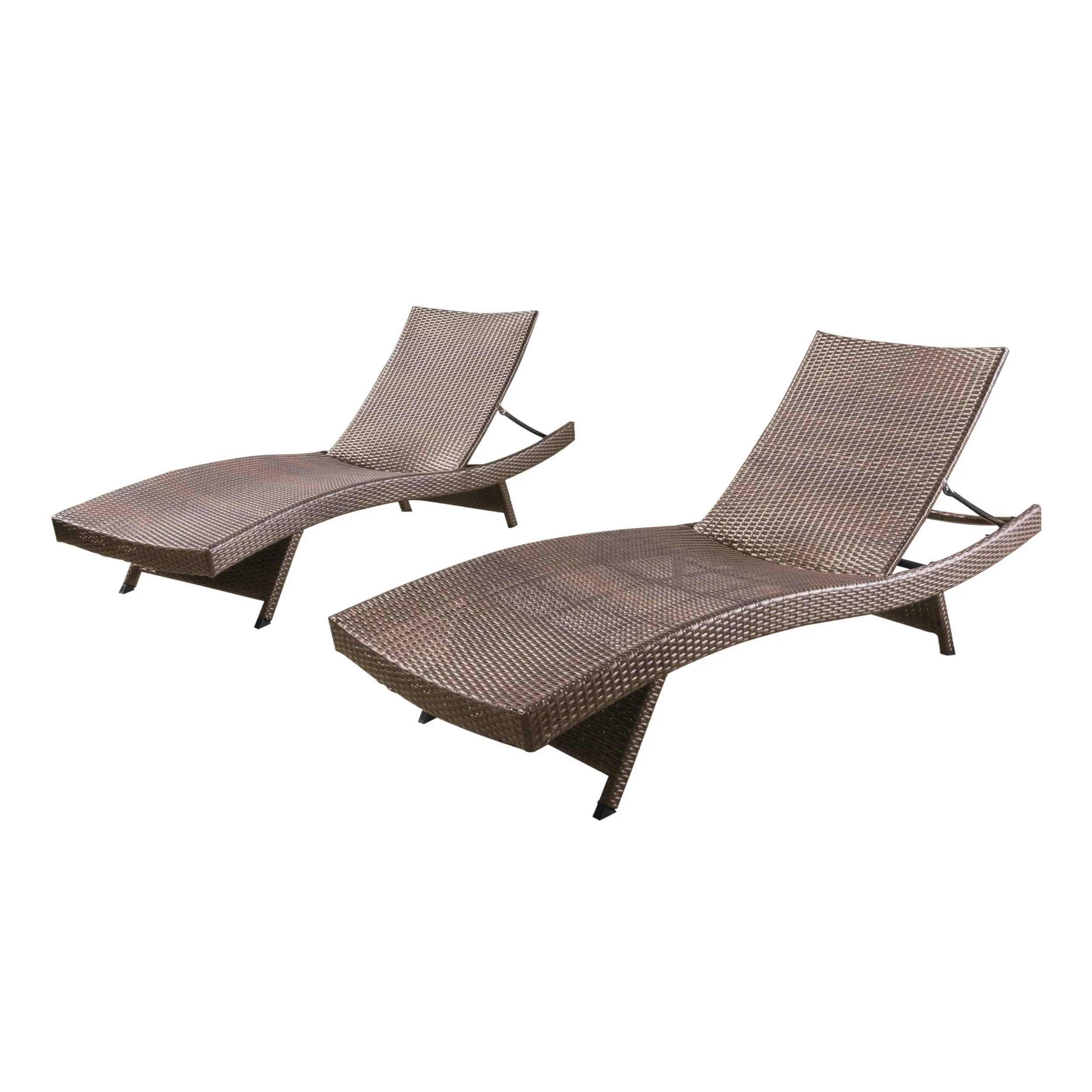 Lakeport Outdoor Mixed Mocha Wicker Armless Chaise Lounge (Set of 2) - furnishings