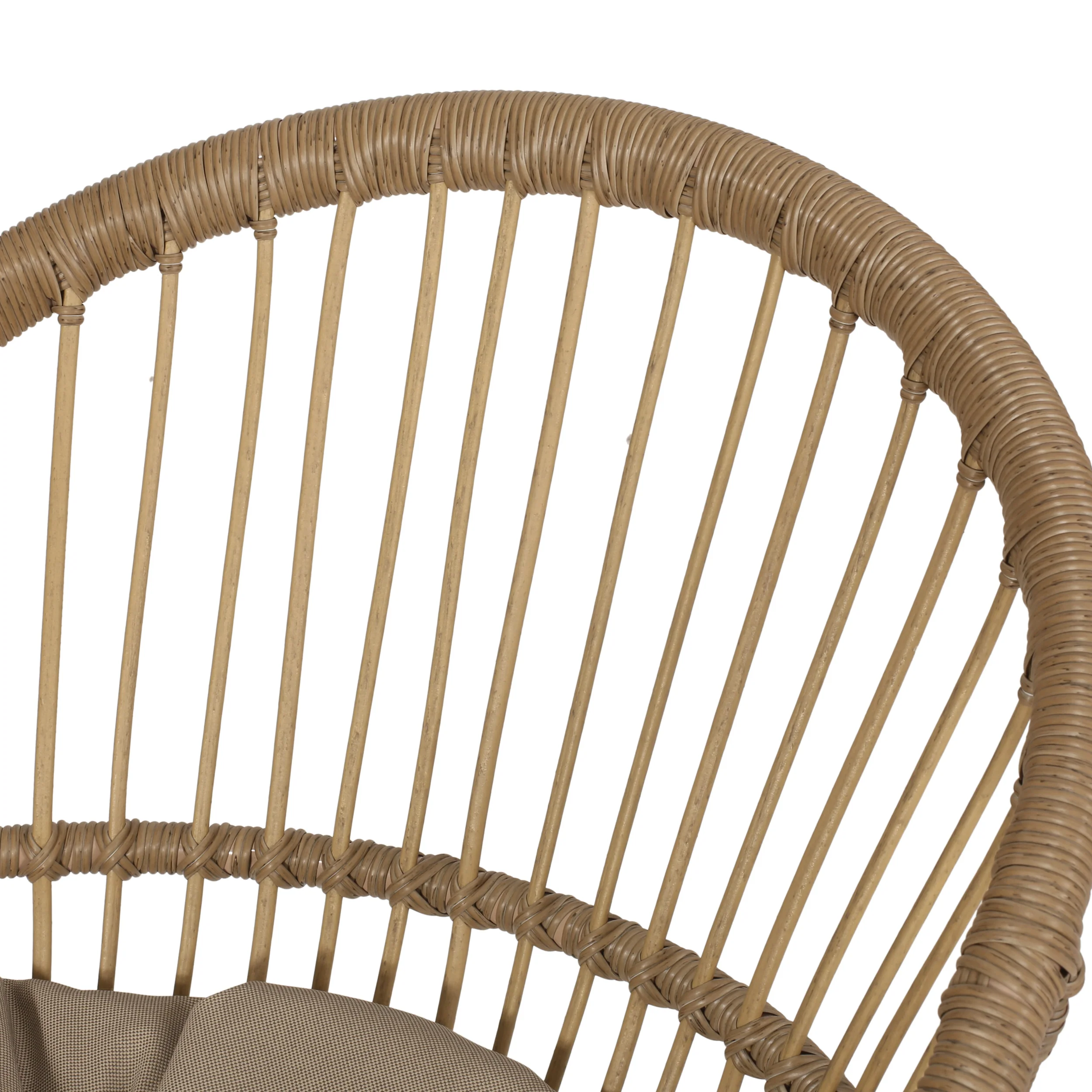 Dero Outdoor Wicker Dining Chairs with Cushion, Set of 2, Light Brown and Beige - furnishings