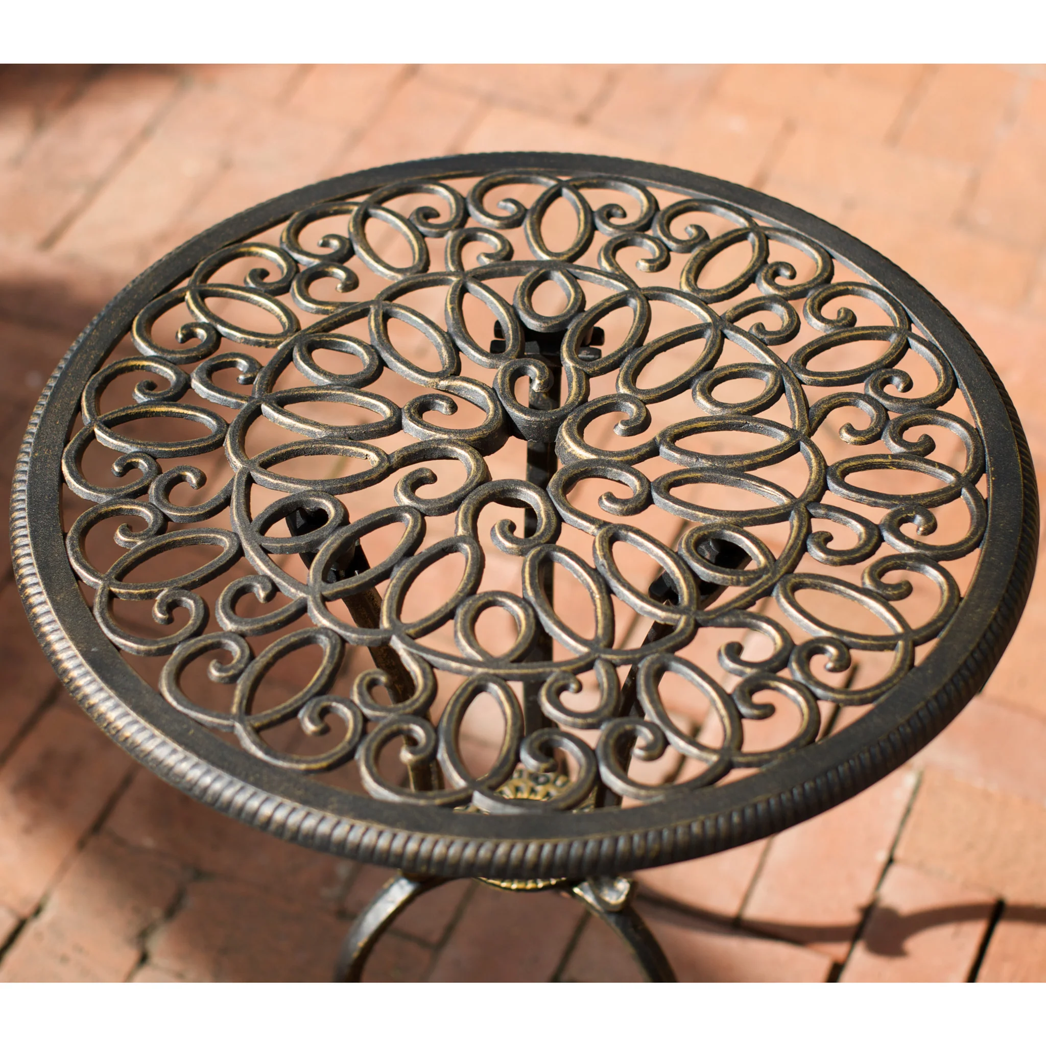 Windsor Dark Gold Cast Aluminum 3-piece Bistro Set - furnishings