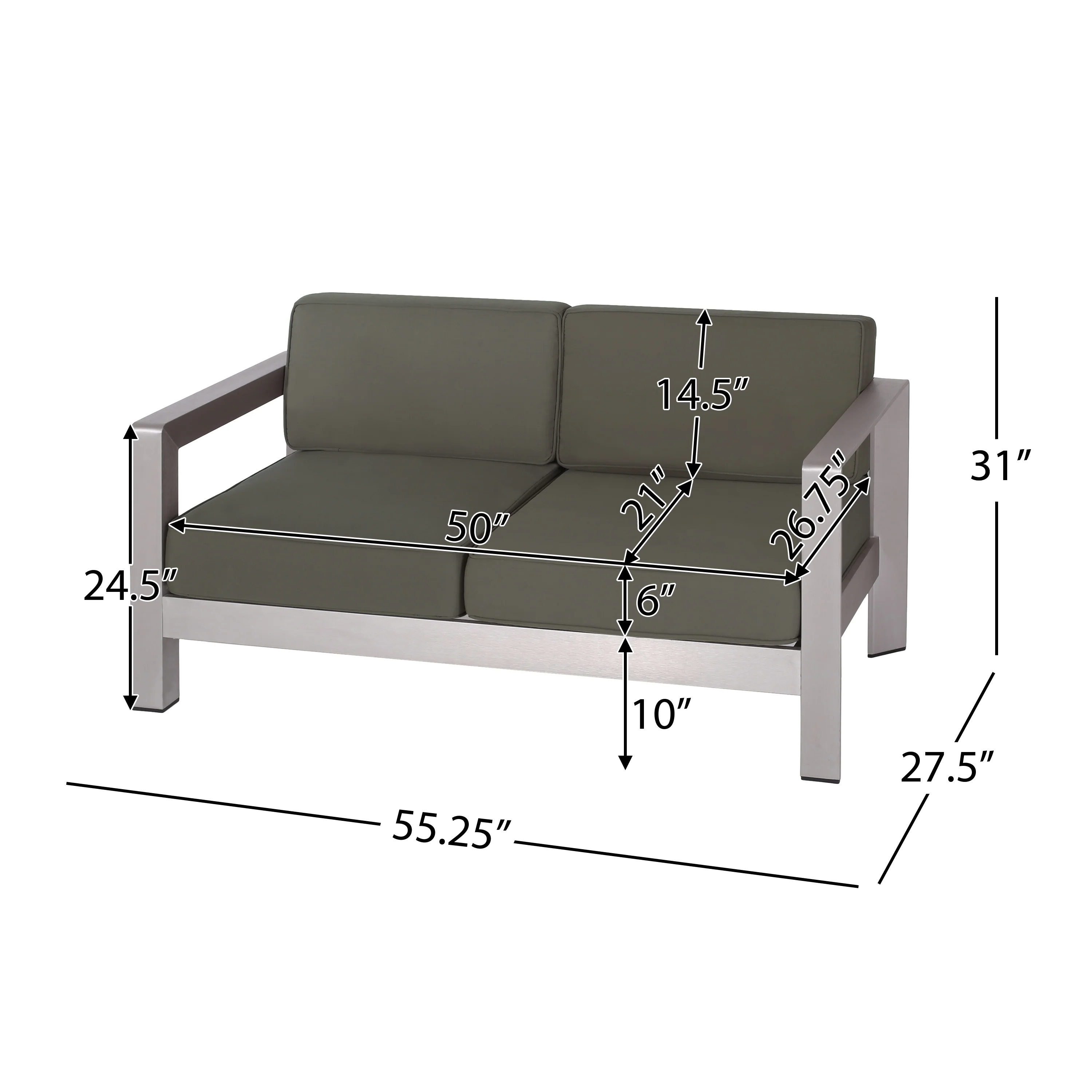 Gianelle Outdoor Modern 4 Seater Aluminum Chat Set with Fire Pit and Tank Holder - furnishings