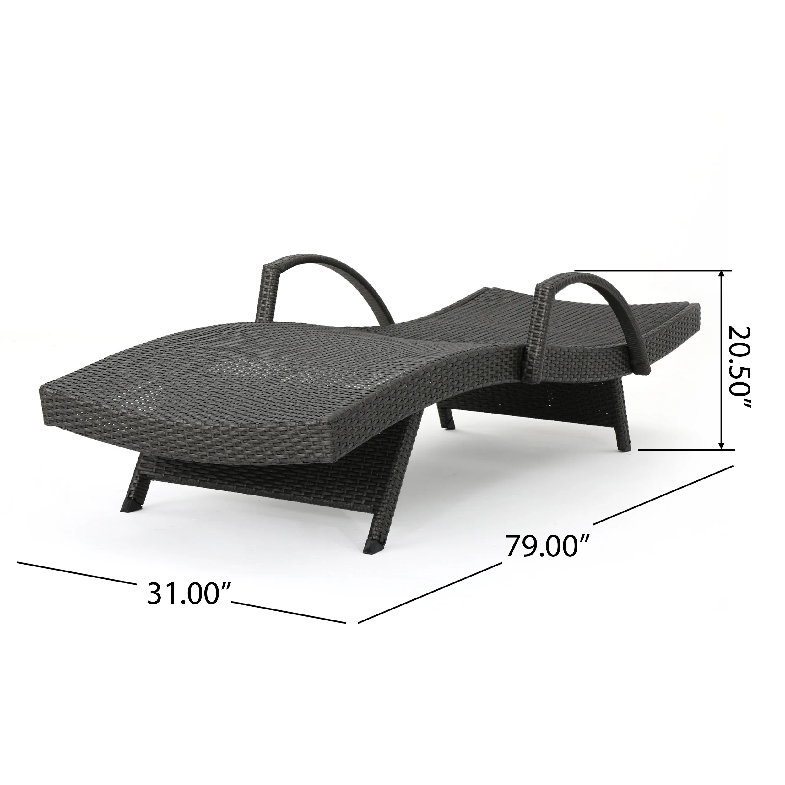 Solaris Outdoor Gray Wicker Armed Chaise Lounge with Wicker Accent Table - furnishings