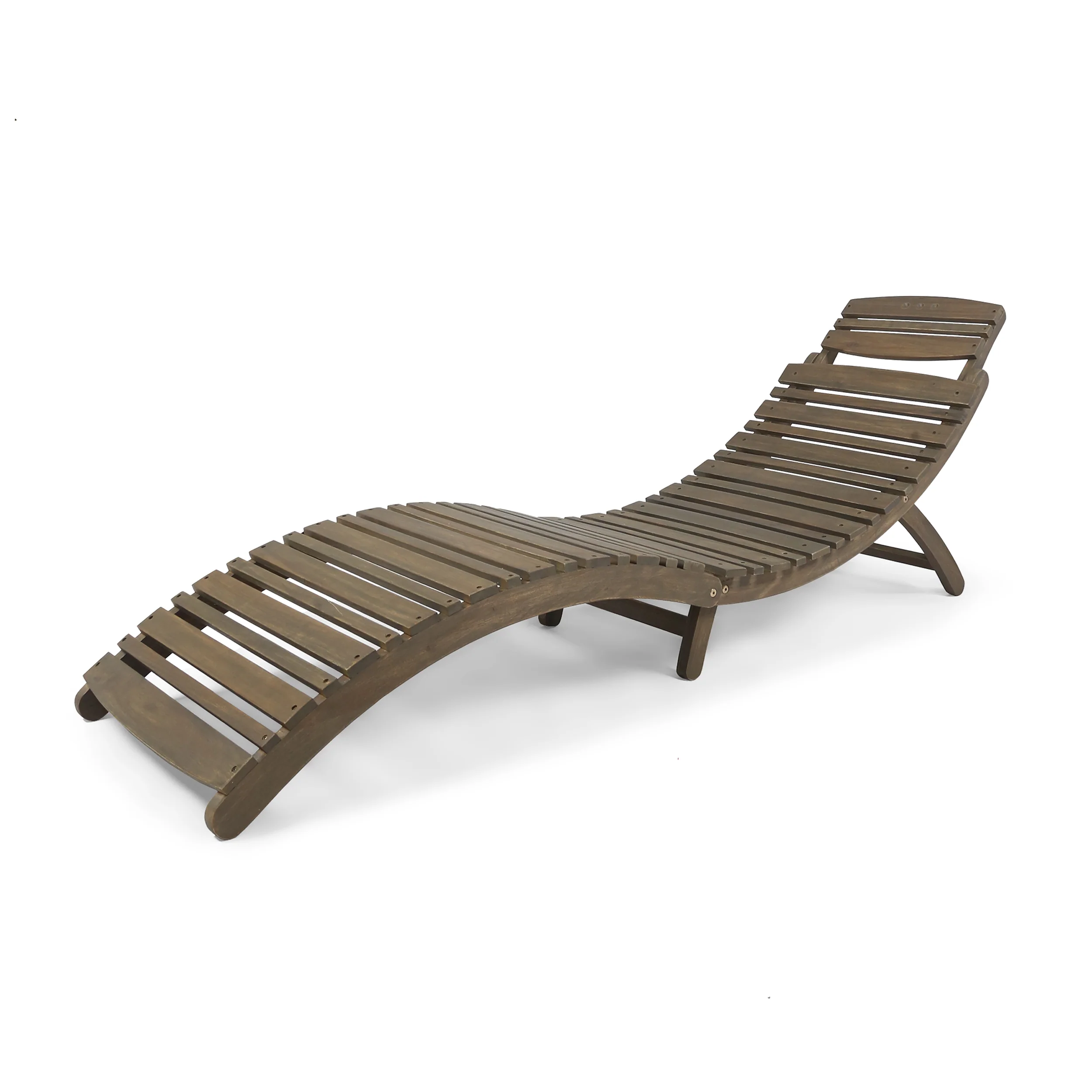 Tycie Outdoor Gray Acacia Wood Foldable Chaise Lounge - furnishings