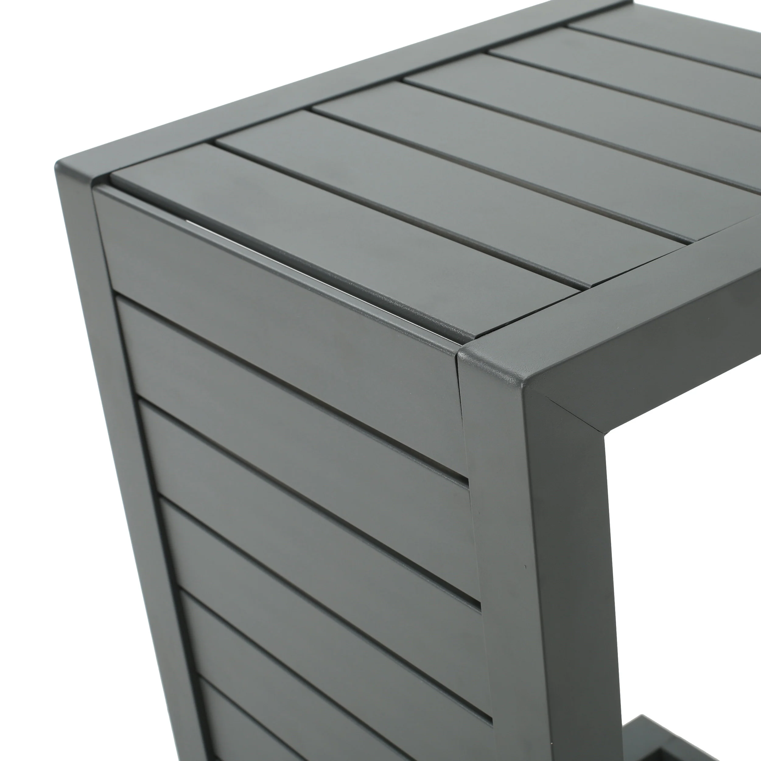 Crested Bay Outdoor Gray Aluminum C-Shaped Side Table - furnishings