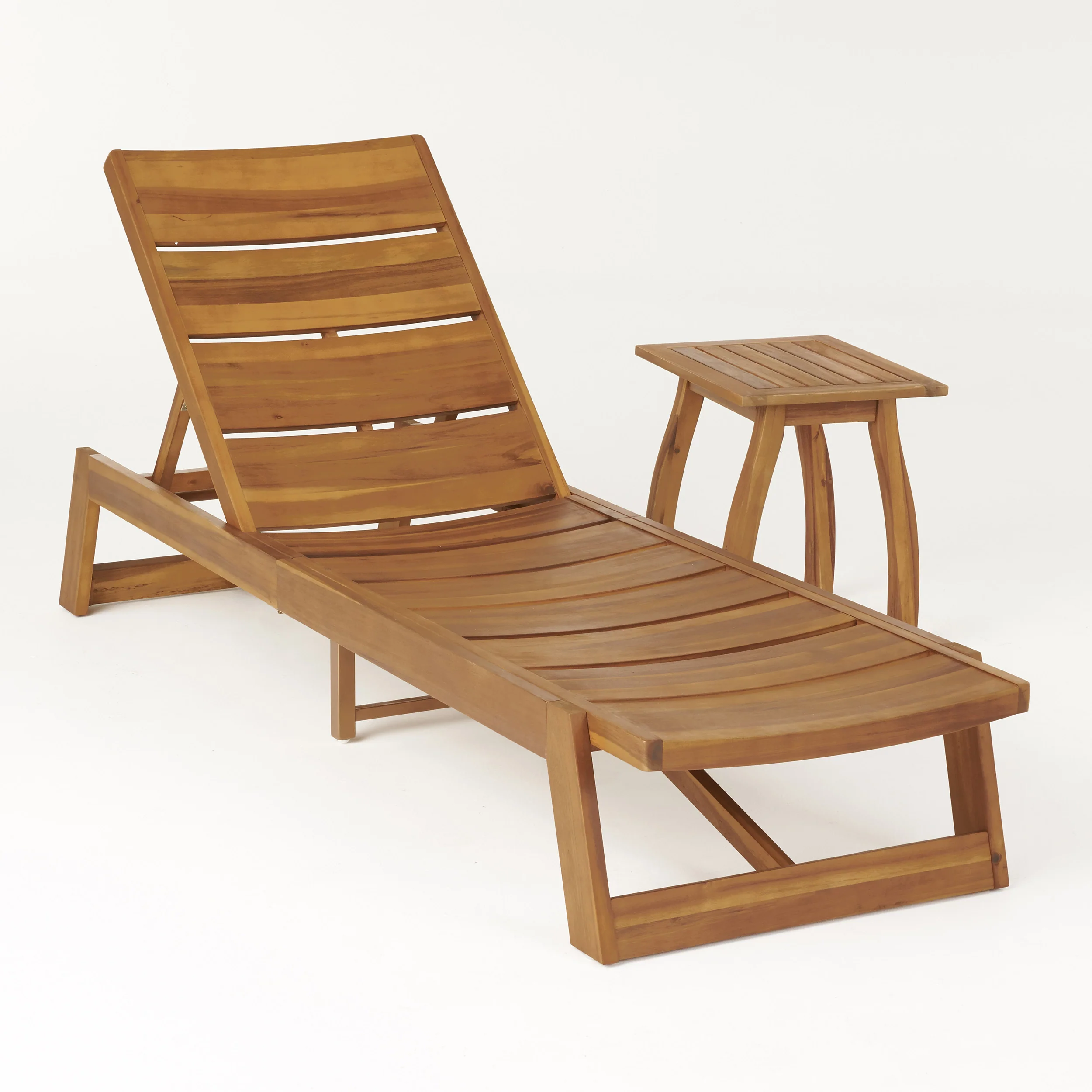Emileigh Outdoor Acacia Wood Chaise 2 Piece Lounge - furnishings