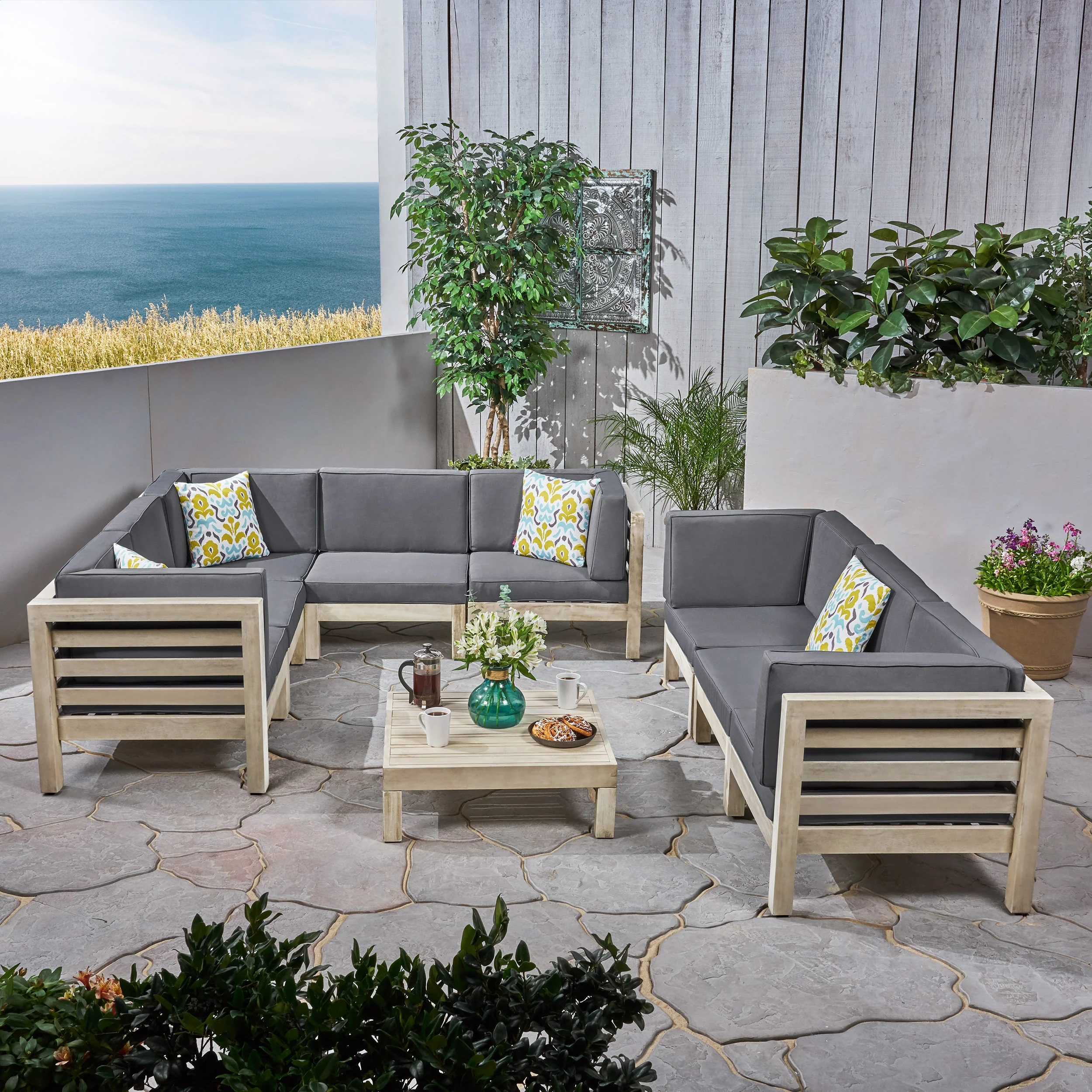 Ravello Outdoor Sectional Sofa Set with Coffee Table - furnishings