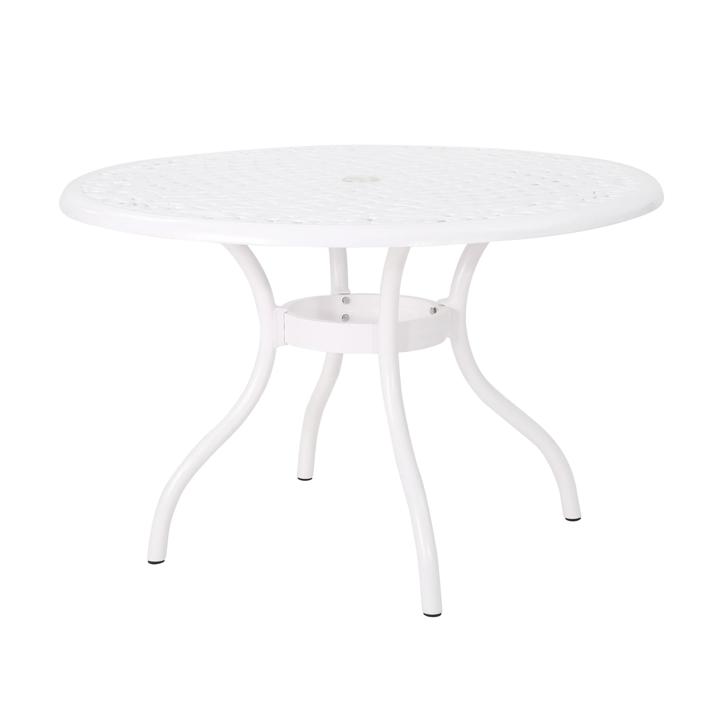 Simon Outdoor Aluminum Round Dining Table, White - furnishings