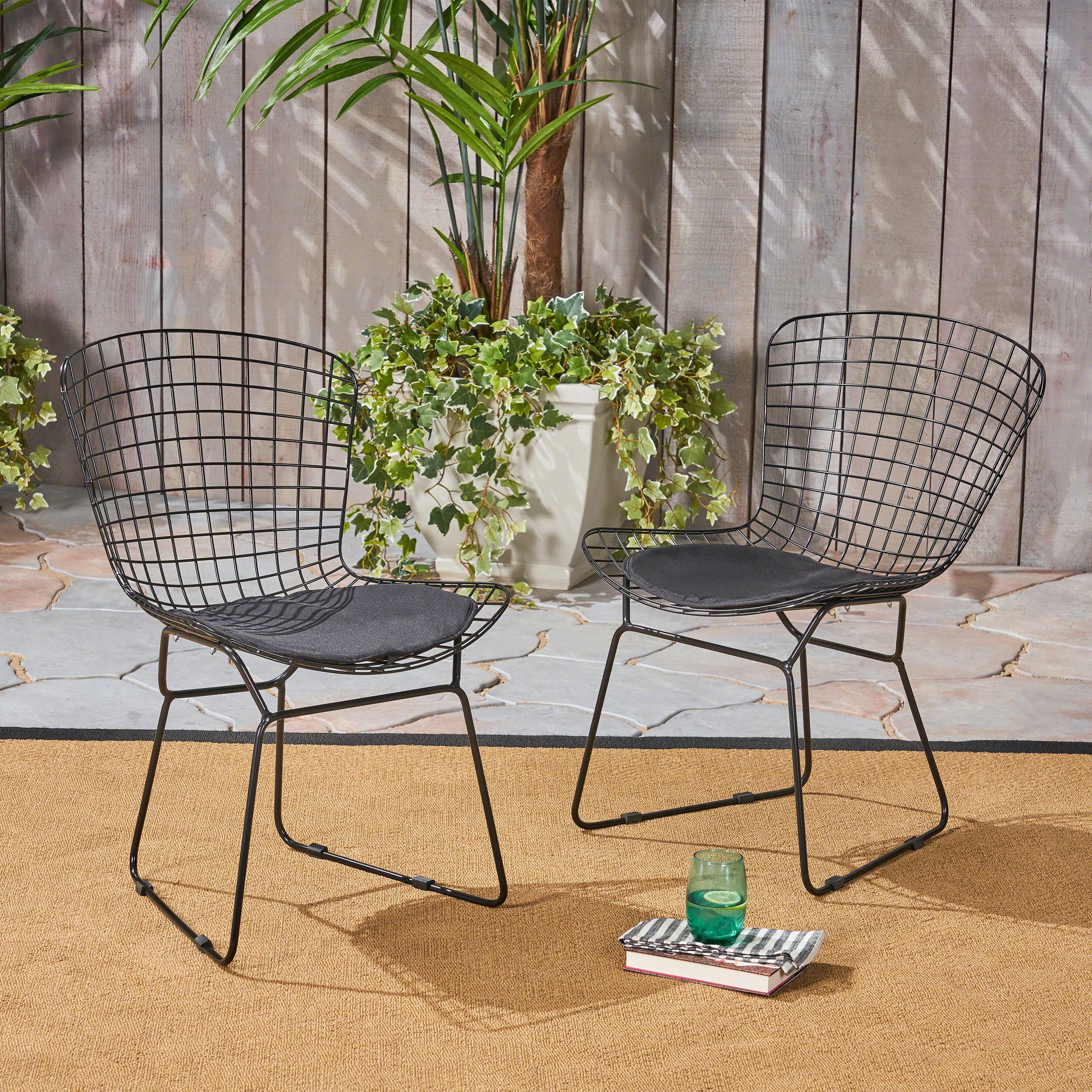 Fonda Outdoor Iron Chairs (Set of 2) - furnishings