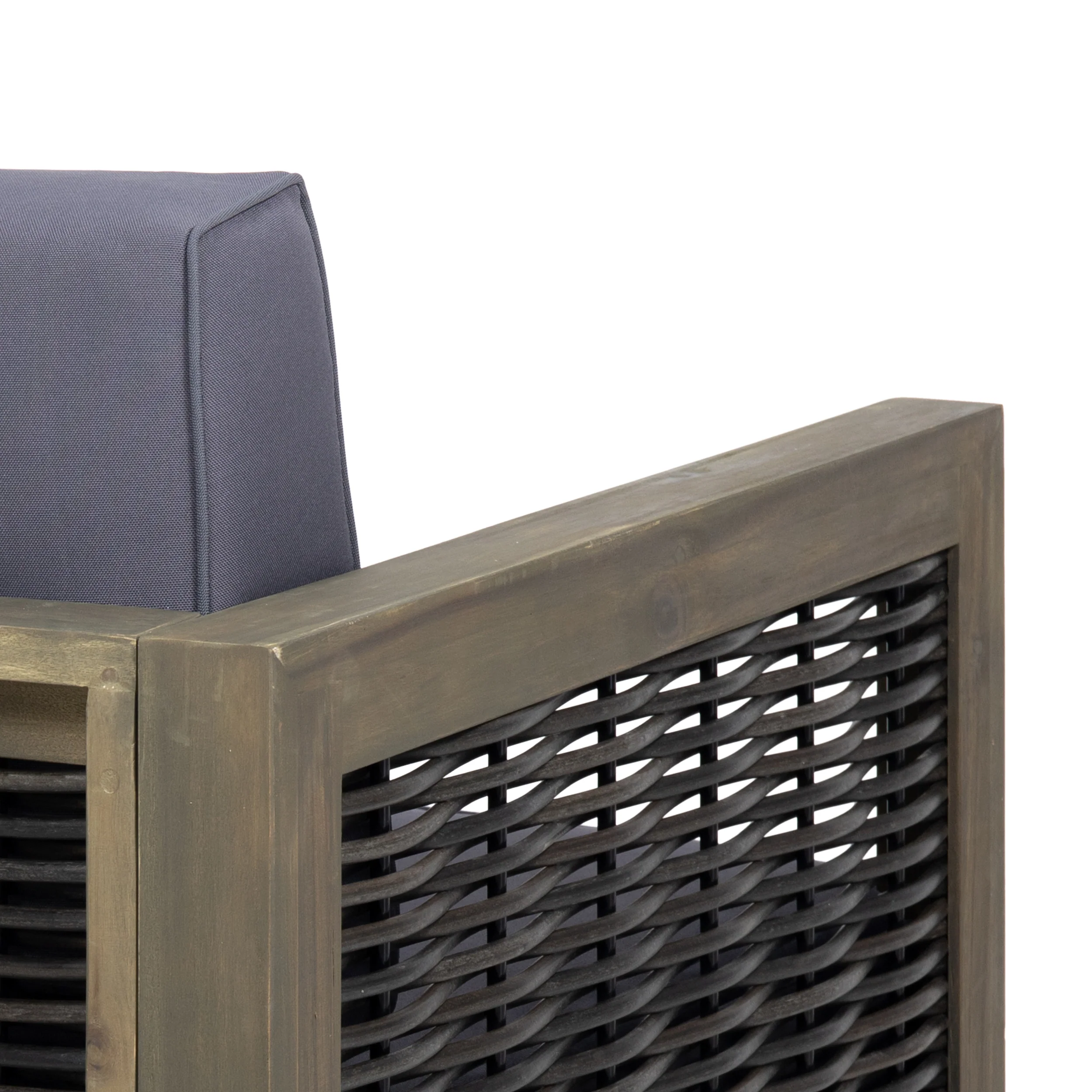 Allegra Outdoor Acacia Wood and Wicker Club Chair - furnishings