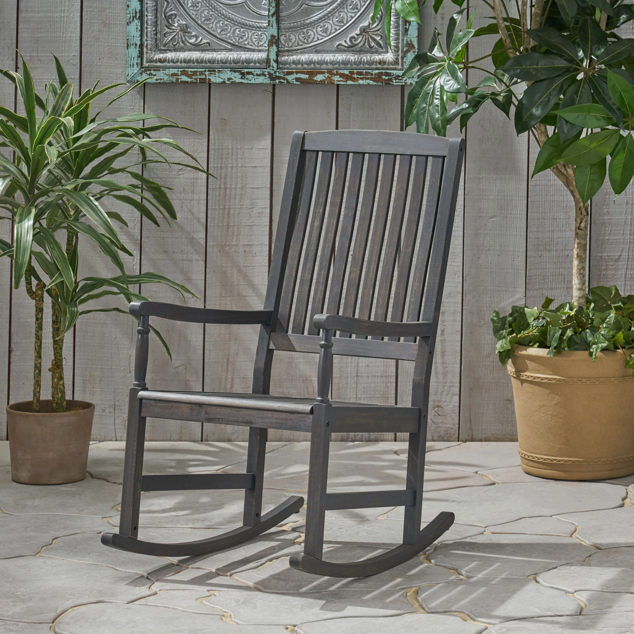 Myrna Outdoor Acacia Wood Rocking Chair - furnishings