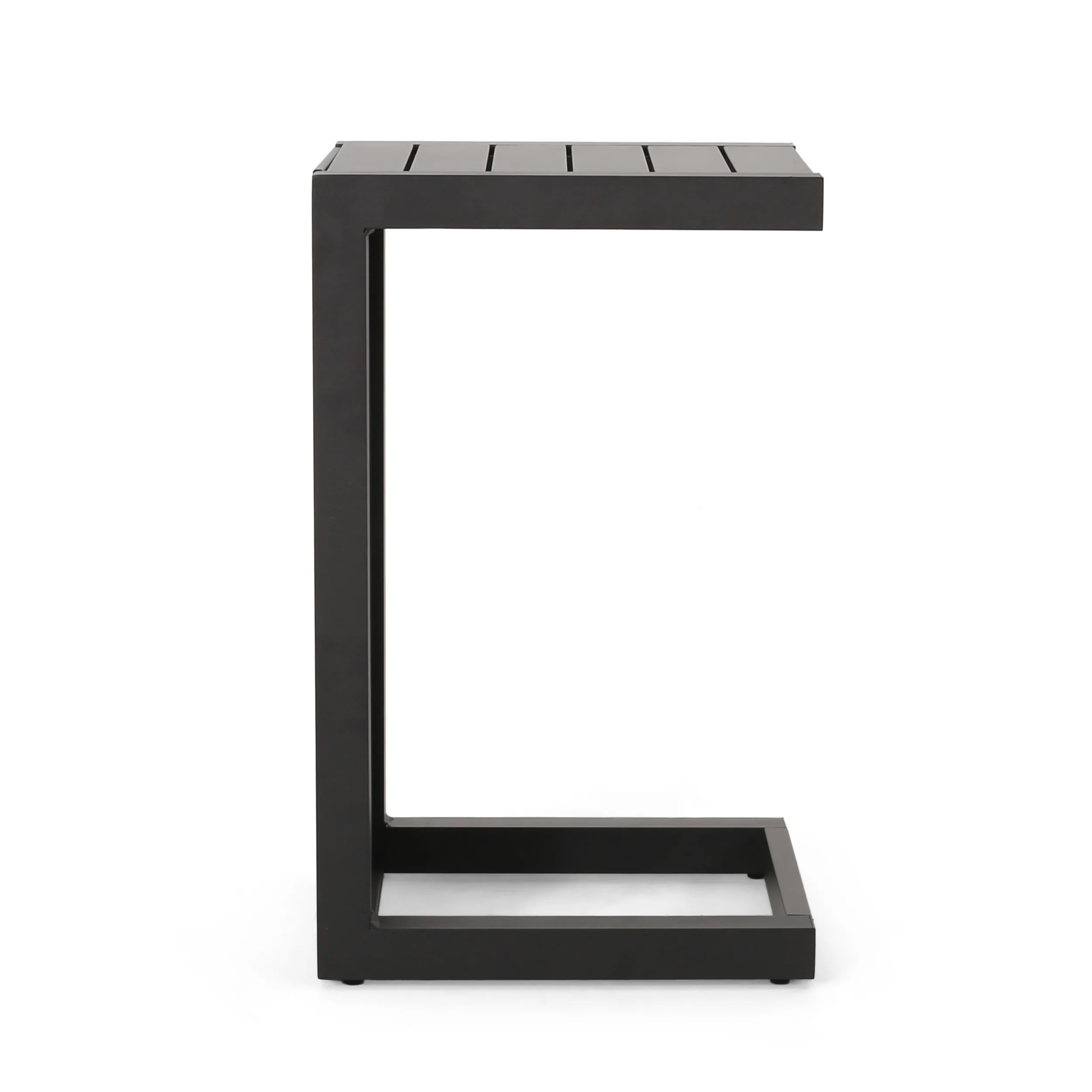 Cherie Outdoor Modern Aluminum C-Shaped End Table - furnishings