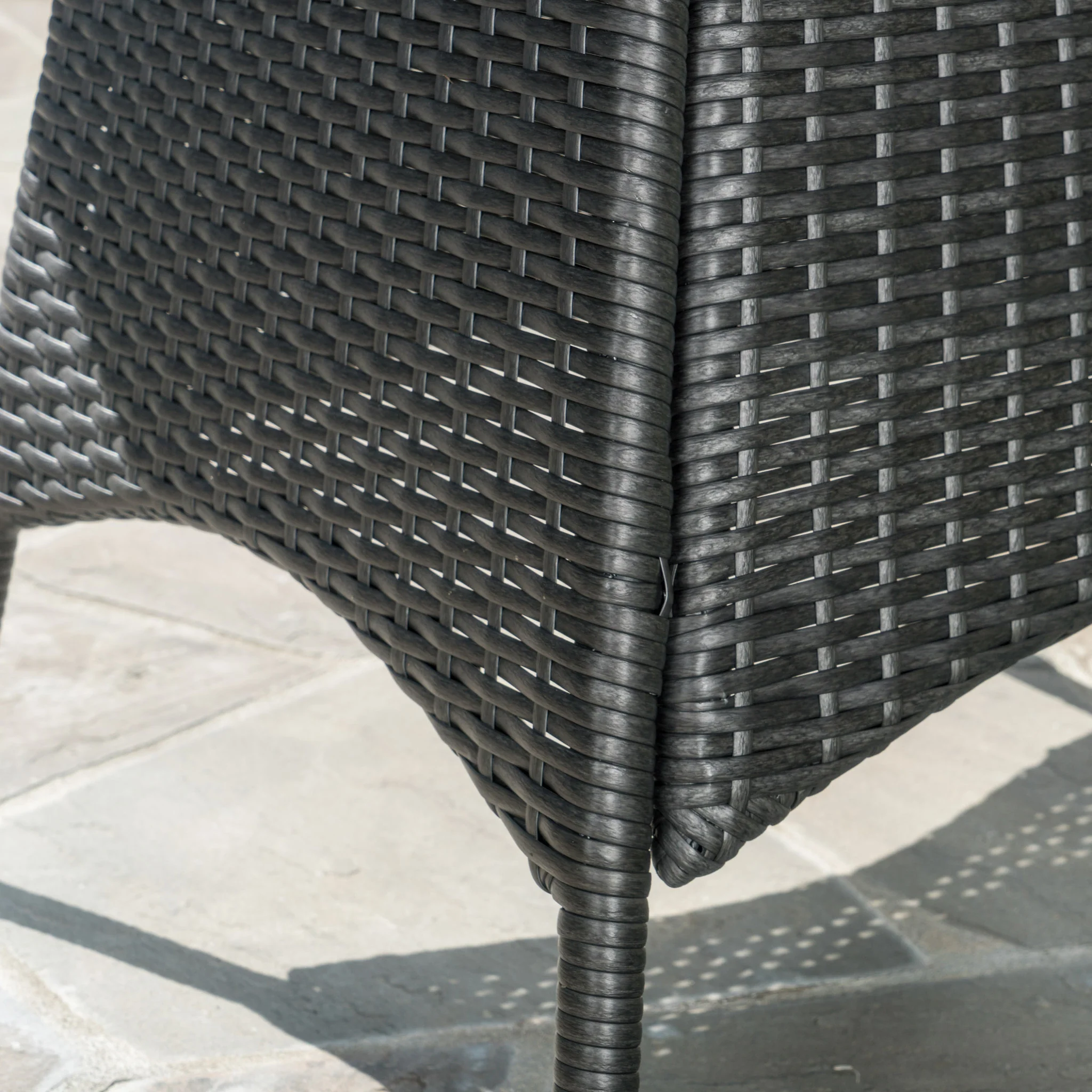 Portola Outdoor 3 Piece Grey Wicker Bistro Set with Cushions - furnishings