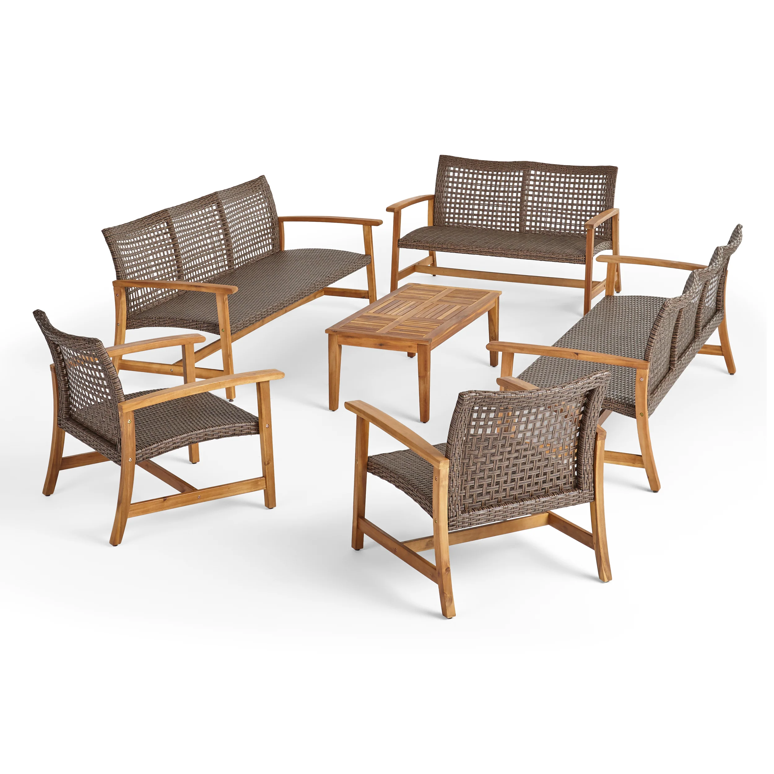 Alyssa Outdoor 6 Piece Sofa and Loveseat Chat Set - furnishings