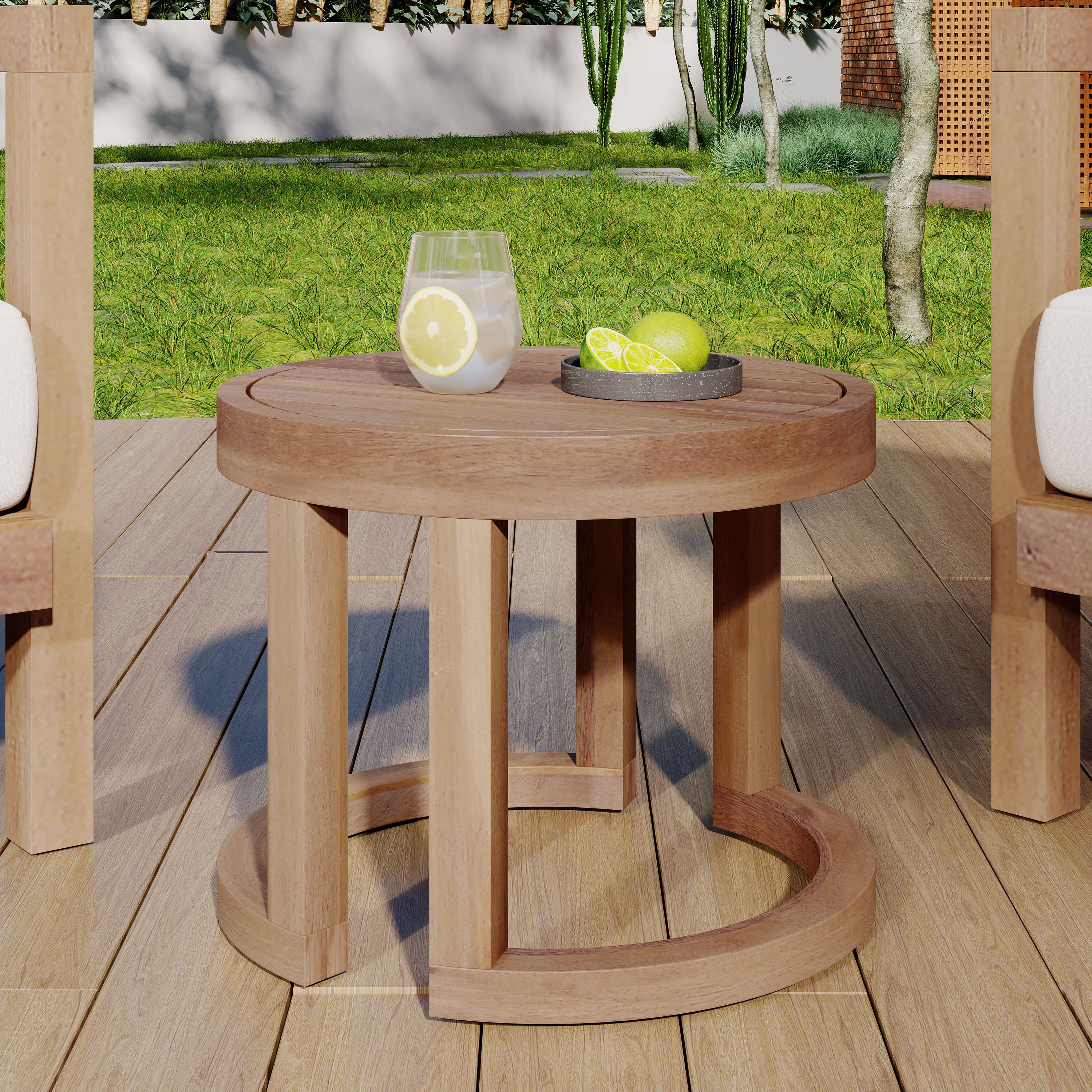 Aston Outdoor Acacia Wood Side Table, Brown Wash - furnishings