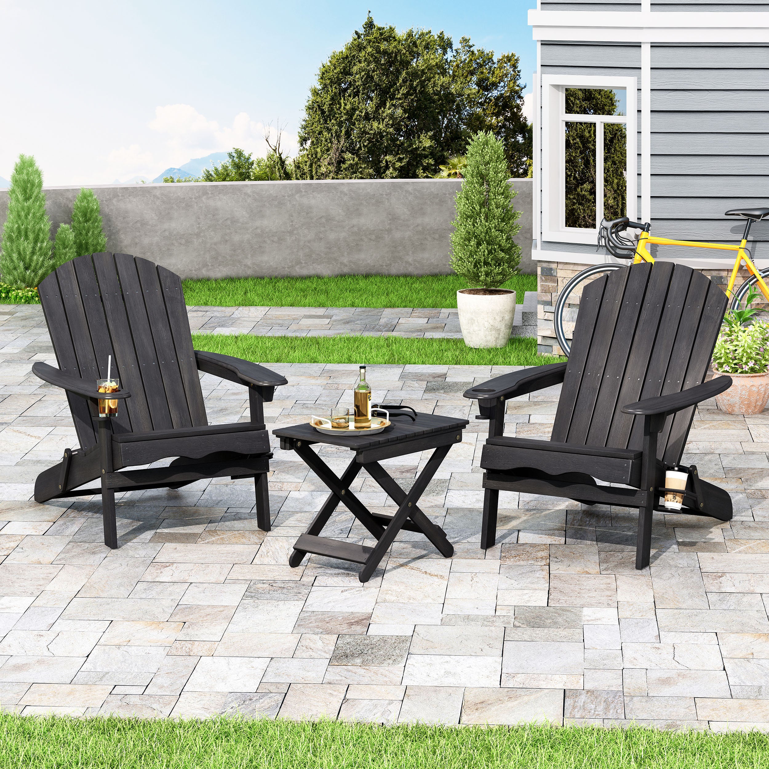 Kandyce Outdoor Acacia Wood 2 Seater Folding Chat Set - furnishings