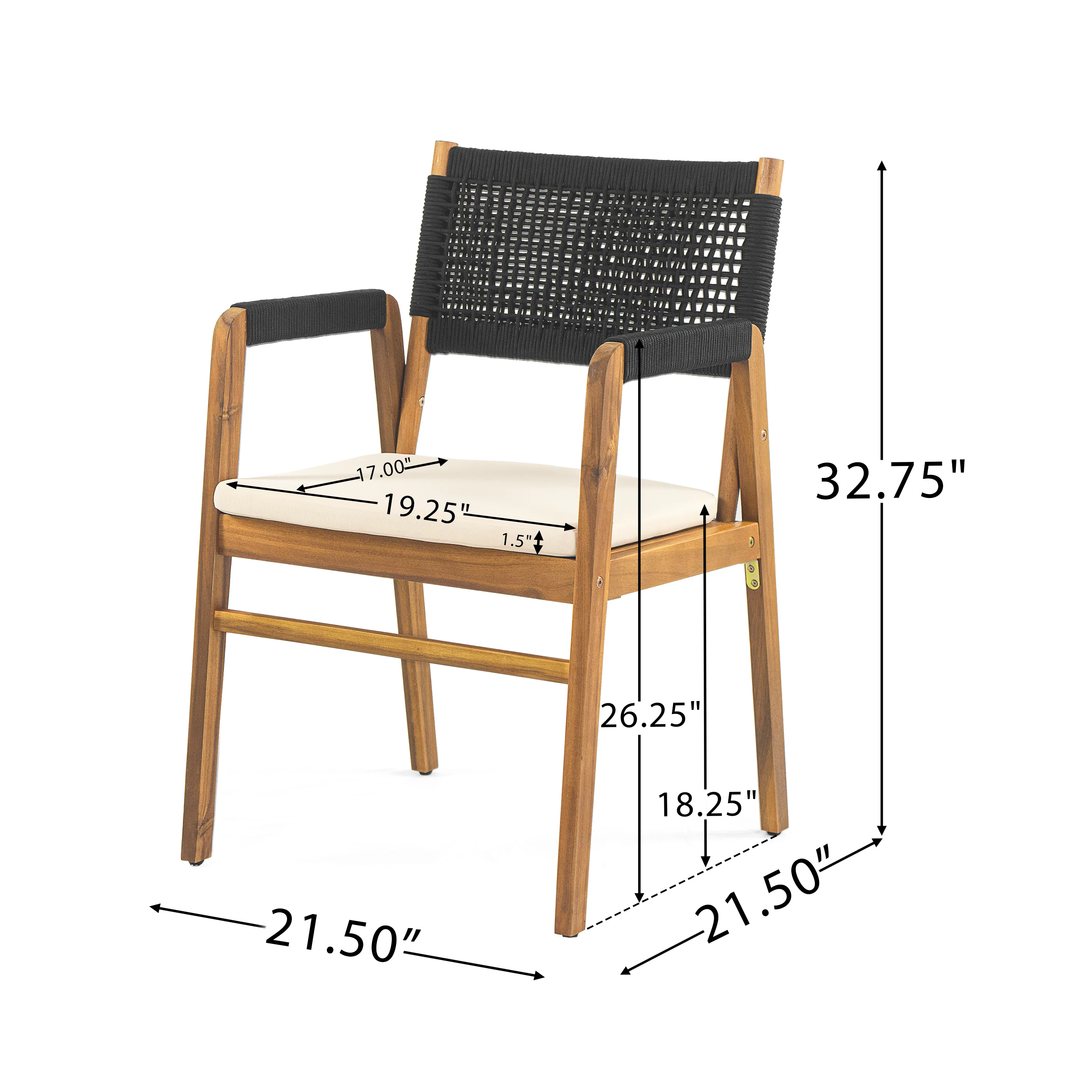 Ansel Modern Patio Outdoor Dining Chairs with Beige Cushions, Set of 2 - furnishings