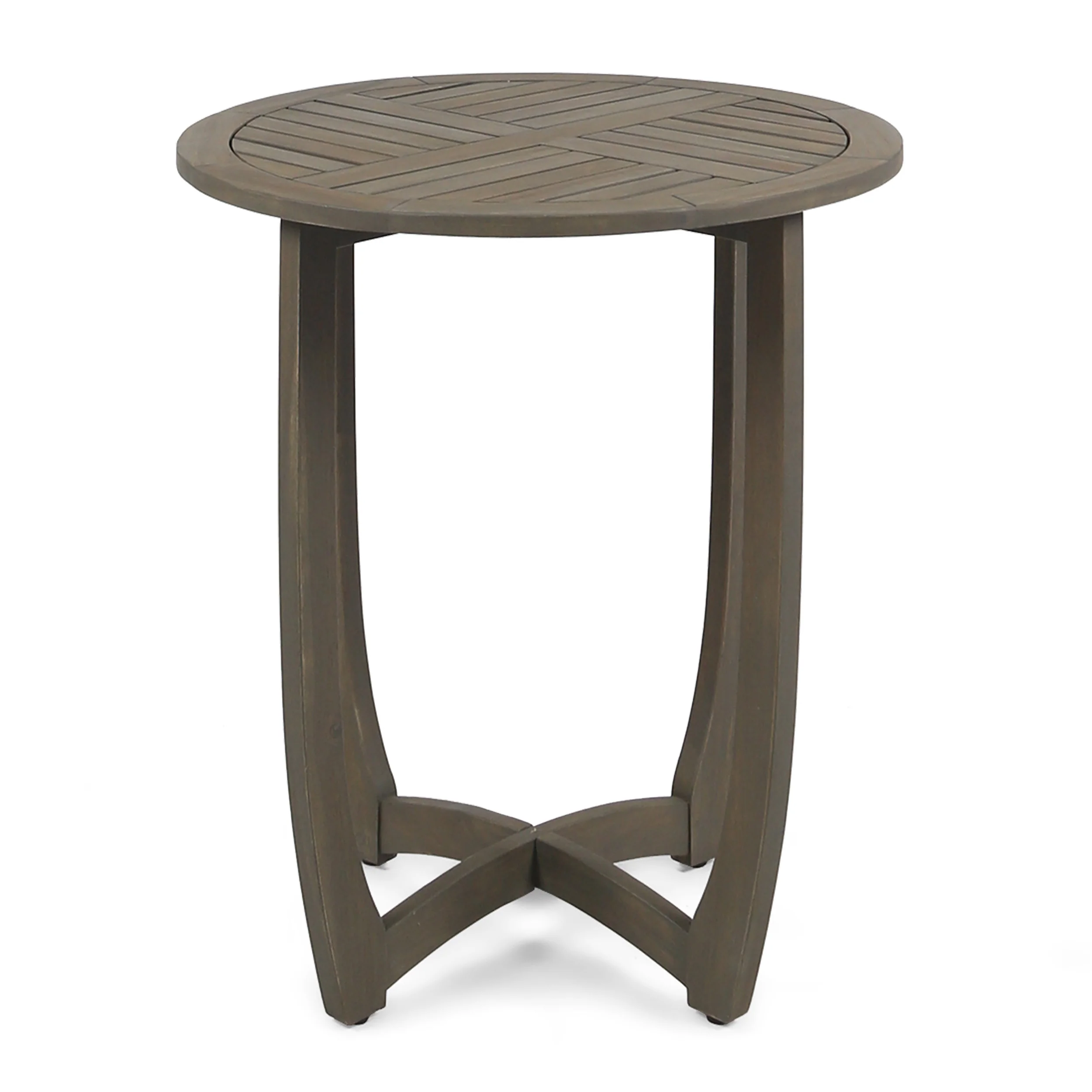 Jerica Outdoor 3 Piece Wood and Wicker Bistro Set, Gray and Gray - furnishings