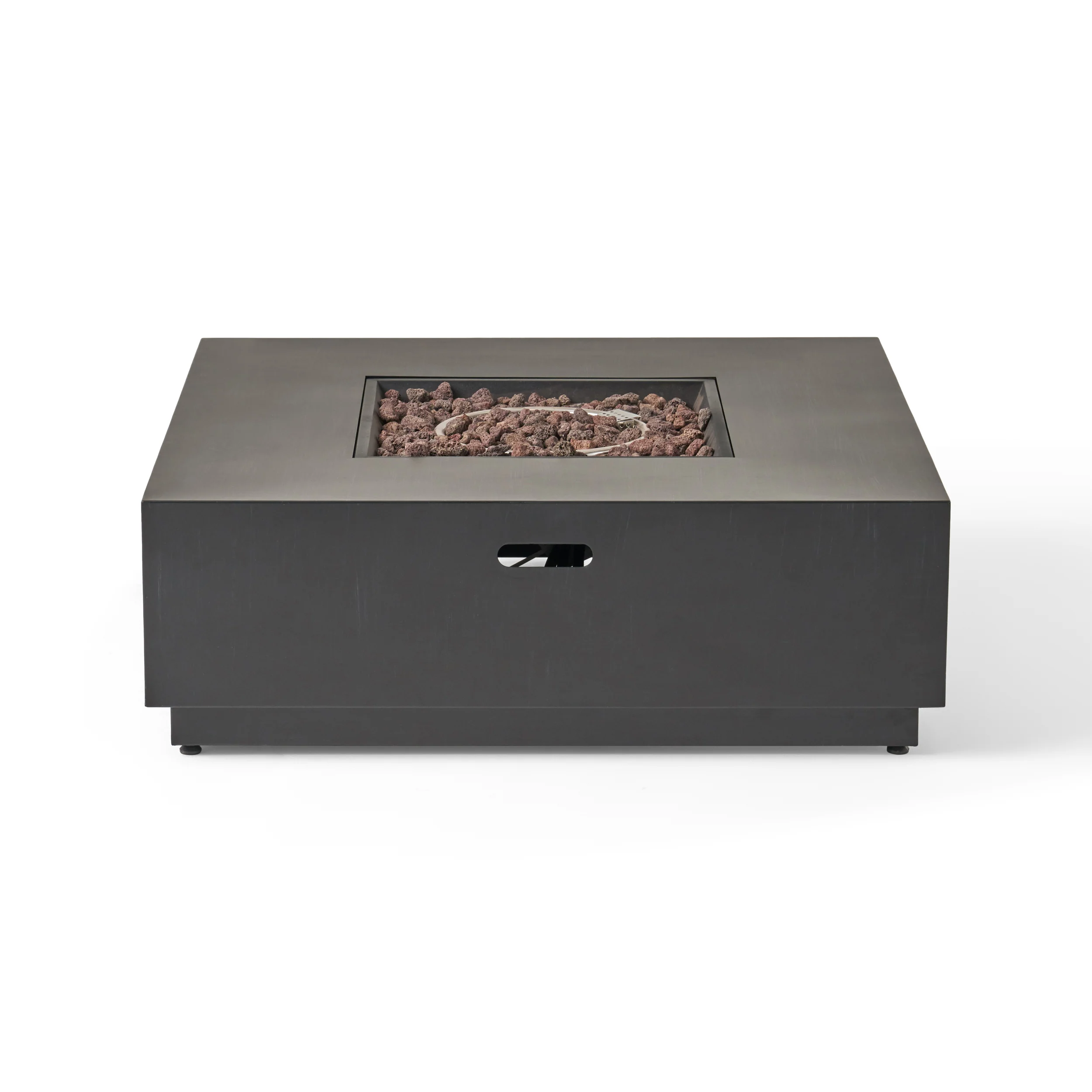Gina Outdoor Acacia Wood 5 Seater Sectional Sofa Set with Fire Pit - furnishings