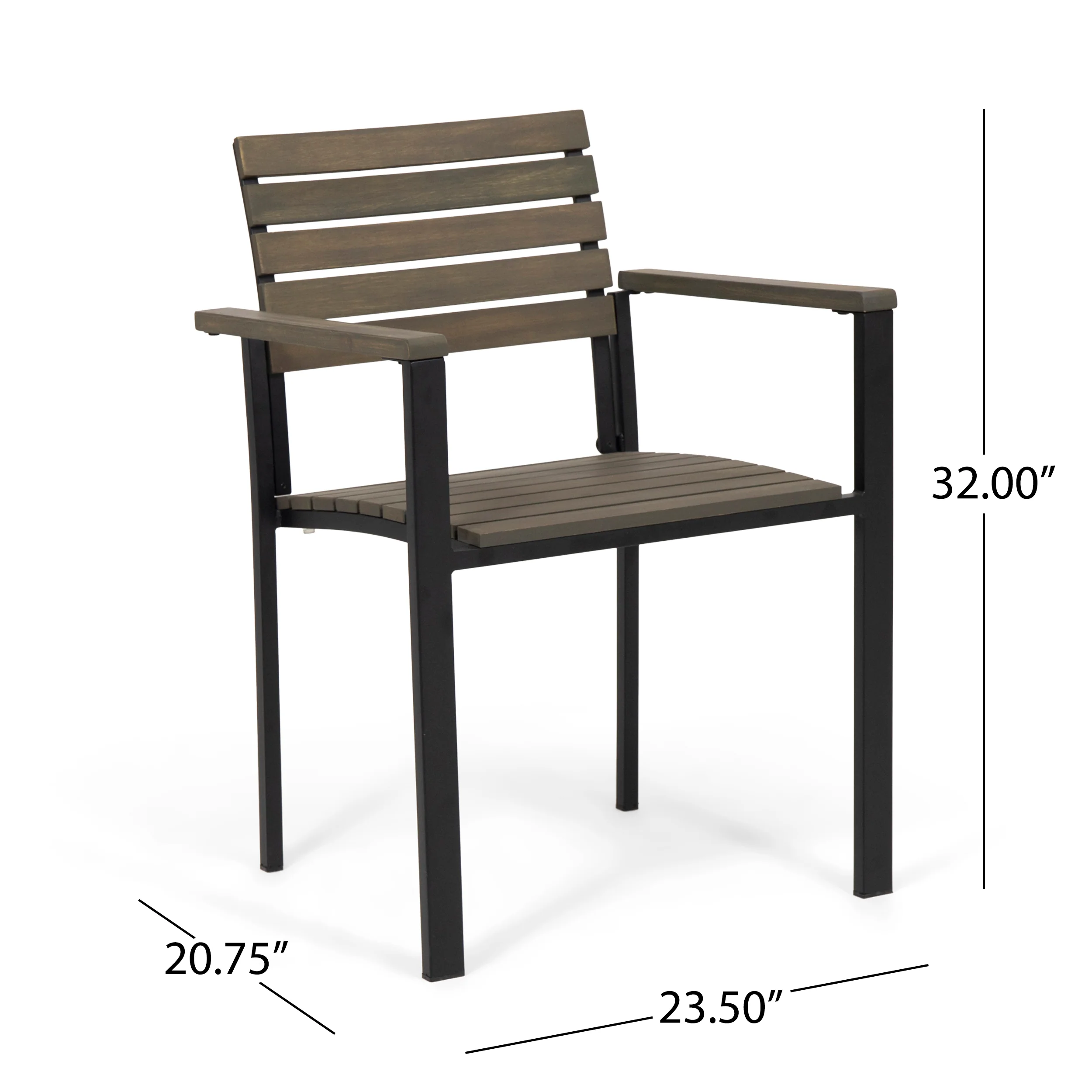 Alberta Outdoor Wood and Iron Dining Chairs (Set of 2) - furnishings