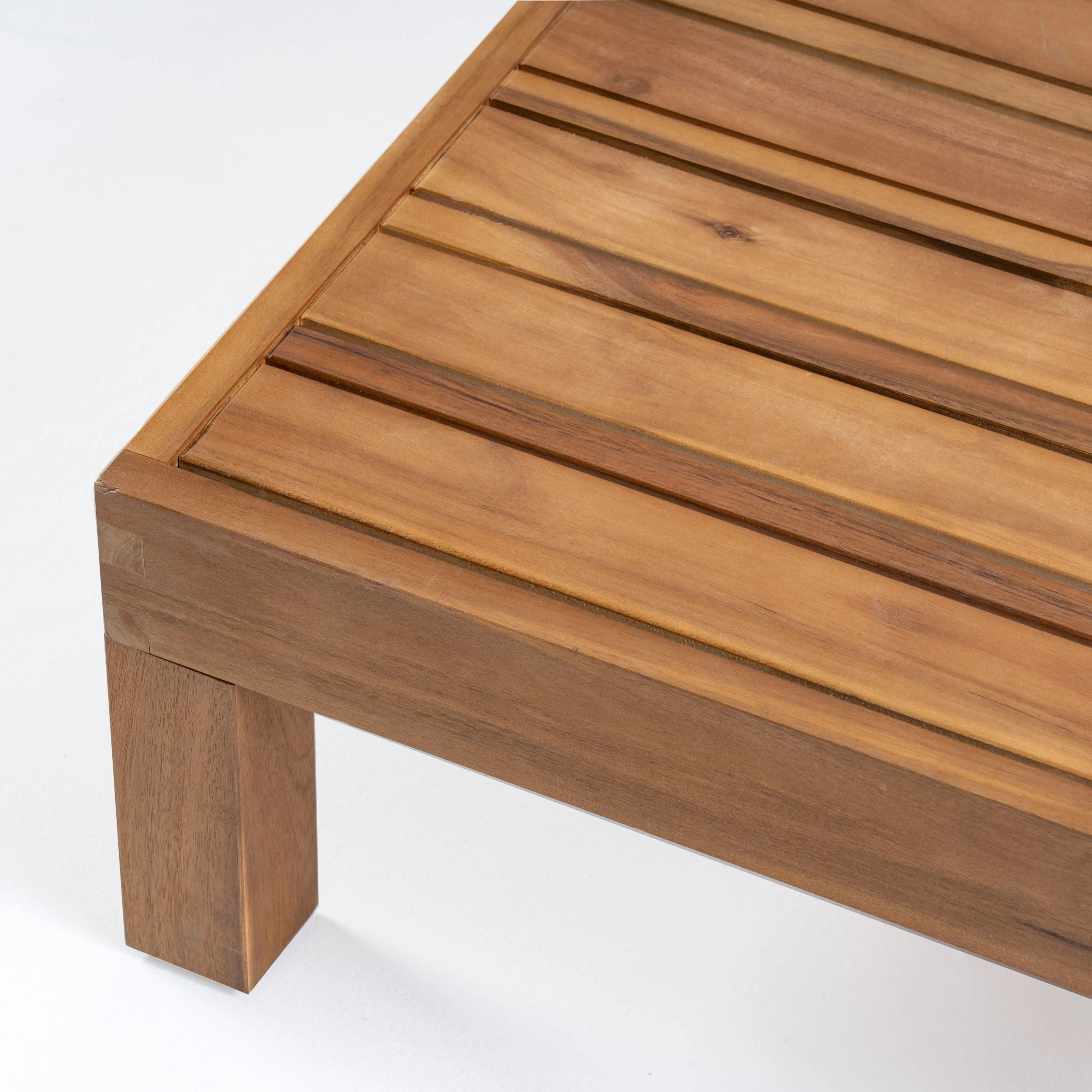 Keith Outdoor Acacia Wood Right Arm Loveseat and Coffee Table Set with Cushion - furnishings