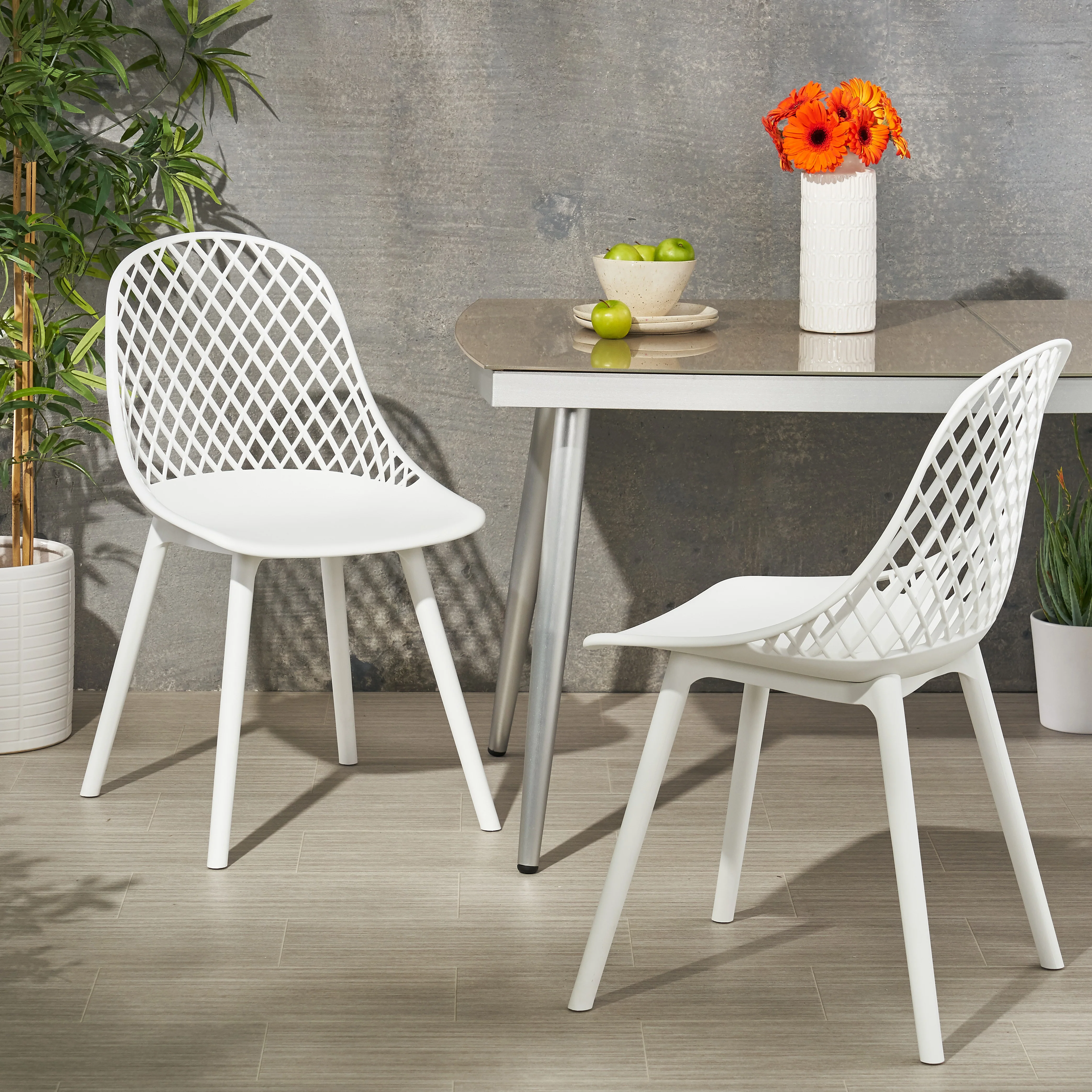 Lucy Outdoor Modern Dining Chair (Set of 2) - furnishings