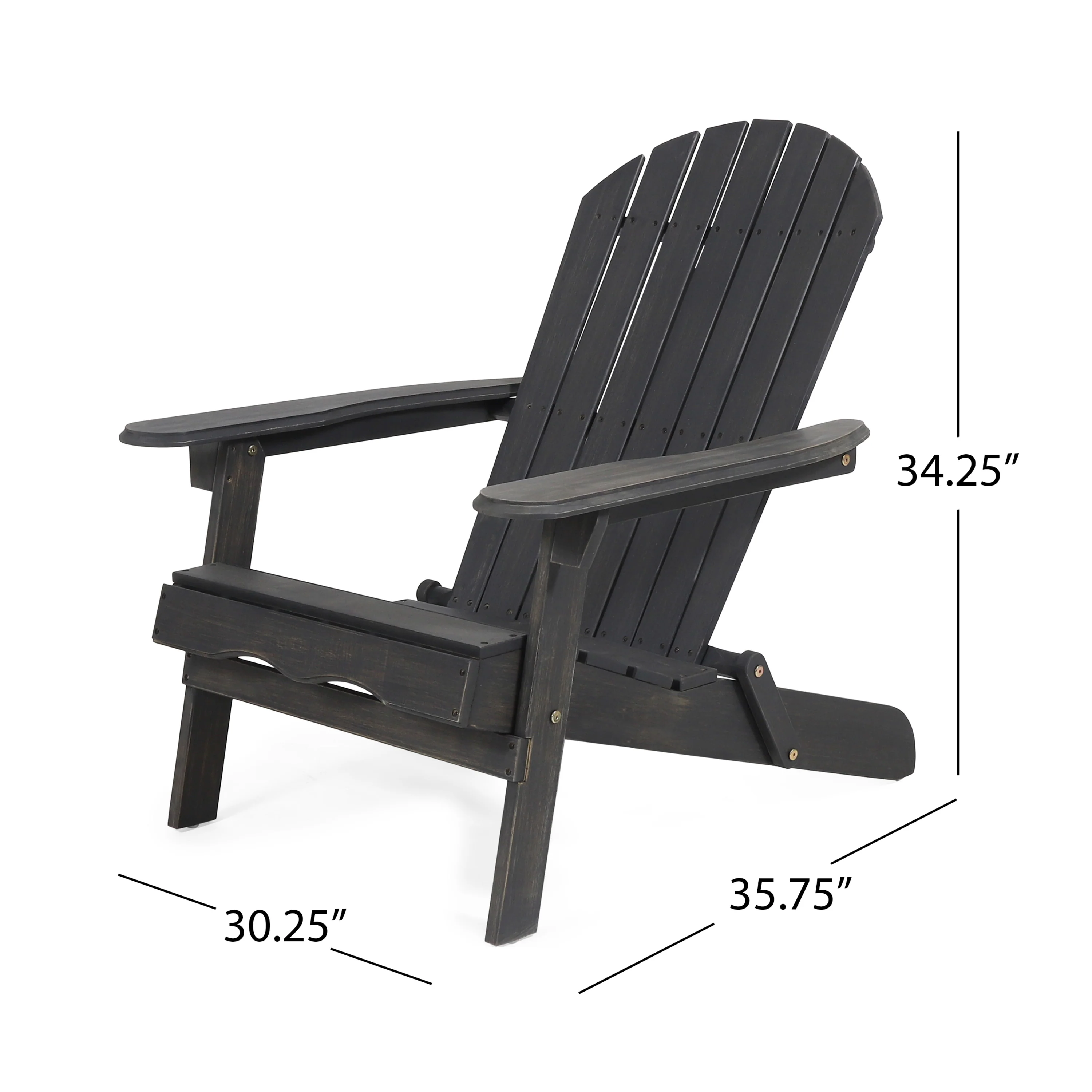 Hillary Dark Gray Acacia Wood Folding Adirondack Chair - furnishings