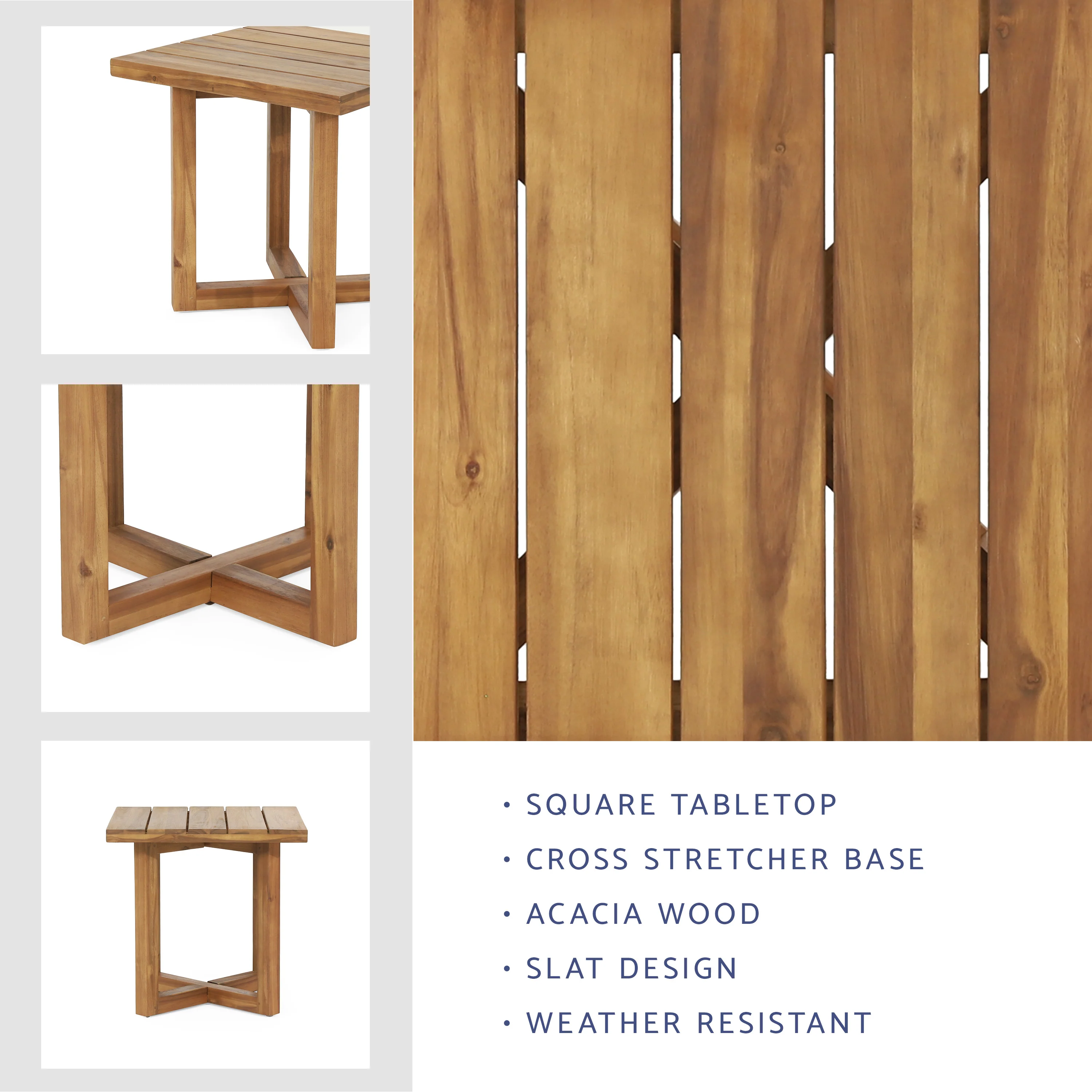 Hobbs Outdoor Acacia Wood Square Side Table, Teak - furnishings