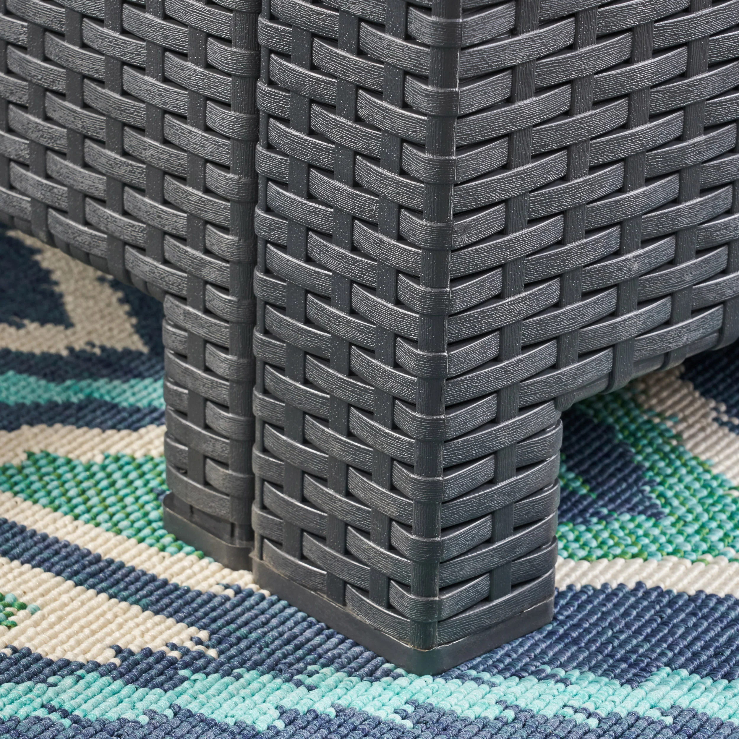 Melik Outdoor 5-Seater Wicker Print Chat Set with Fire Pit and Tank Holder - furnishings