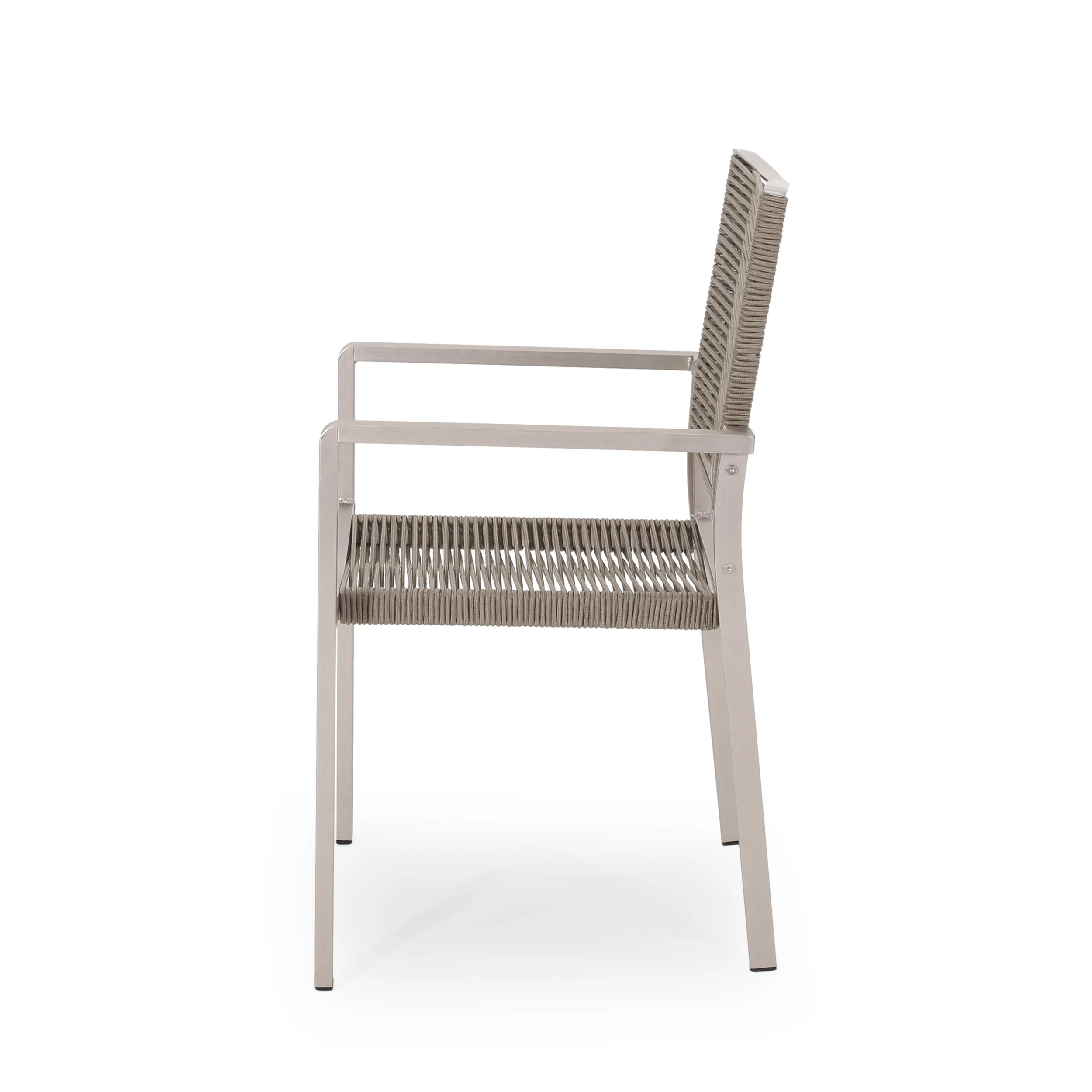 Lillian Outdoor Modern Aluminum Dining Chair with Rope Seat (Set of 2) - furnishings