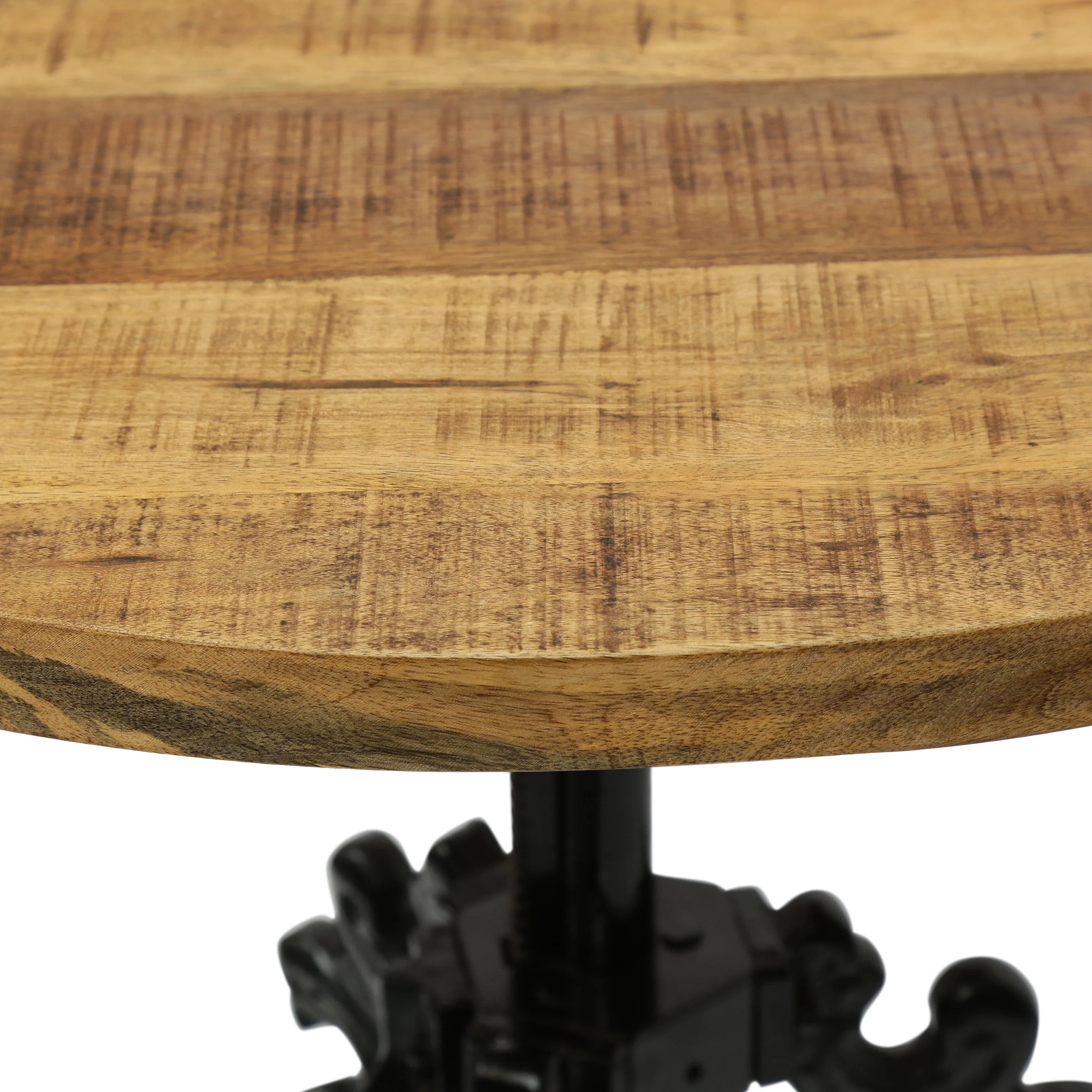 Regina Outdoor Handcrafted Mango Wood Adjustable Height Bistro Table, Natural and Black - furnishings