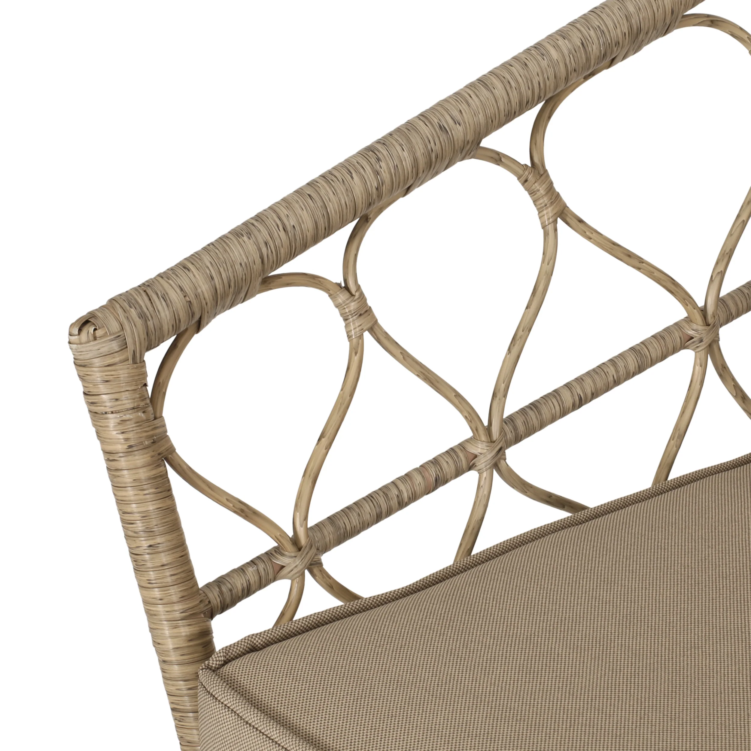 Colmar Outdoor Wicker Loveseat and Coffee Table Set, Light Brown and Beige - furnishings