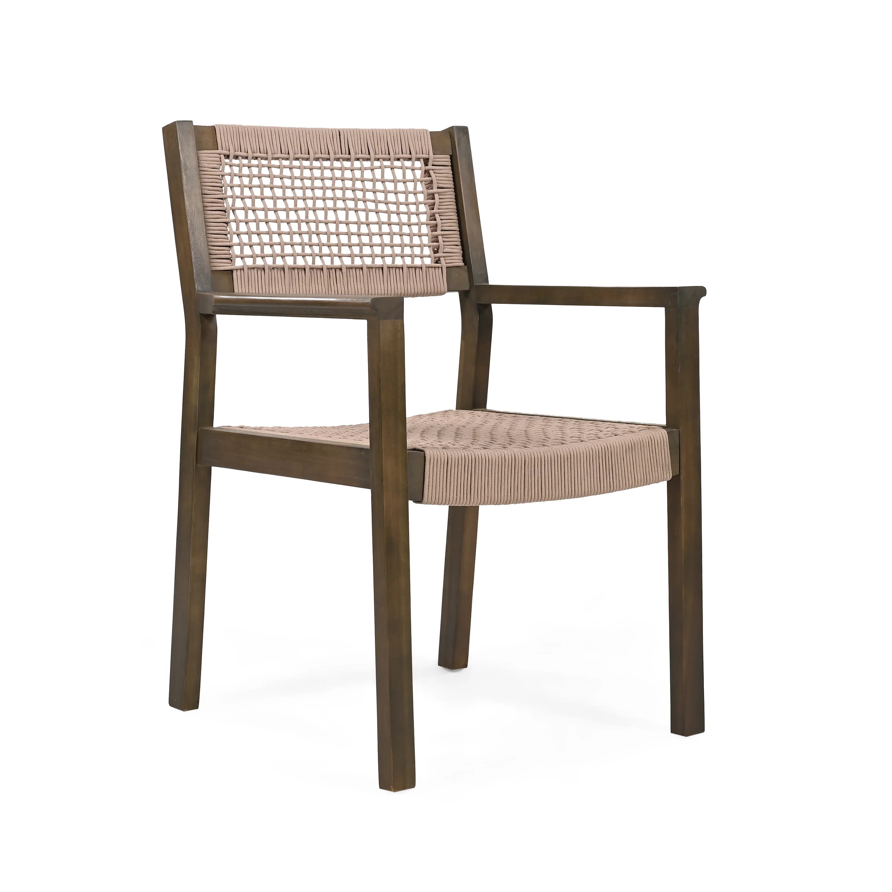 Seraphina Outdoor Patio Acacia Wood Braided Rope Dining Chairs, Set of 2 - furnishings