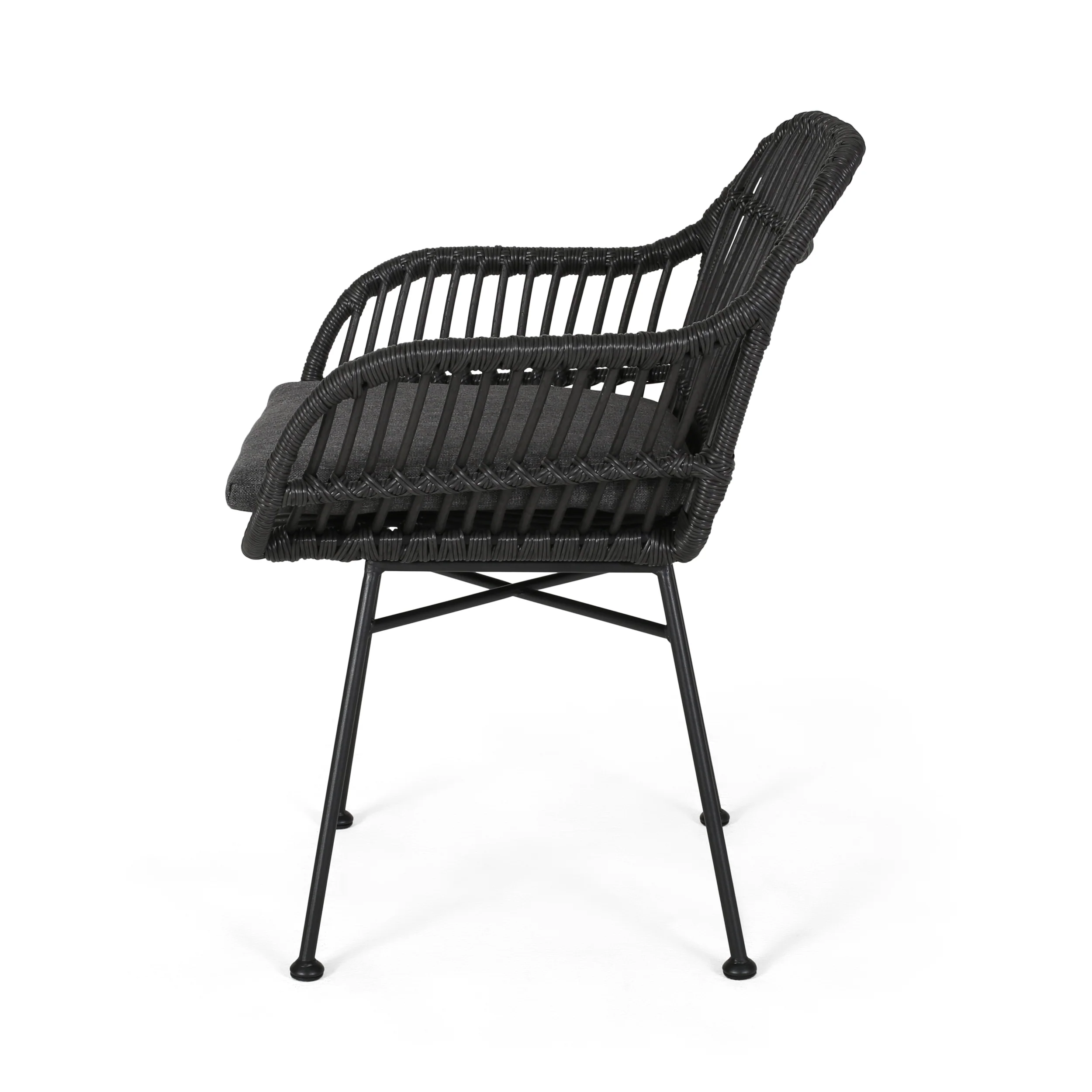 Rodney Outdoor Woven Faux Rattan Chairs with Cushions (Set of 2) - furnishings