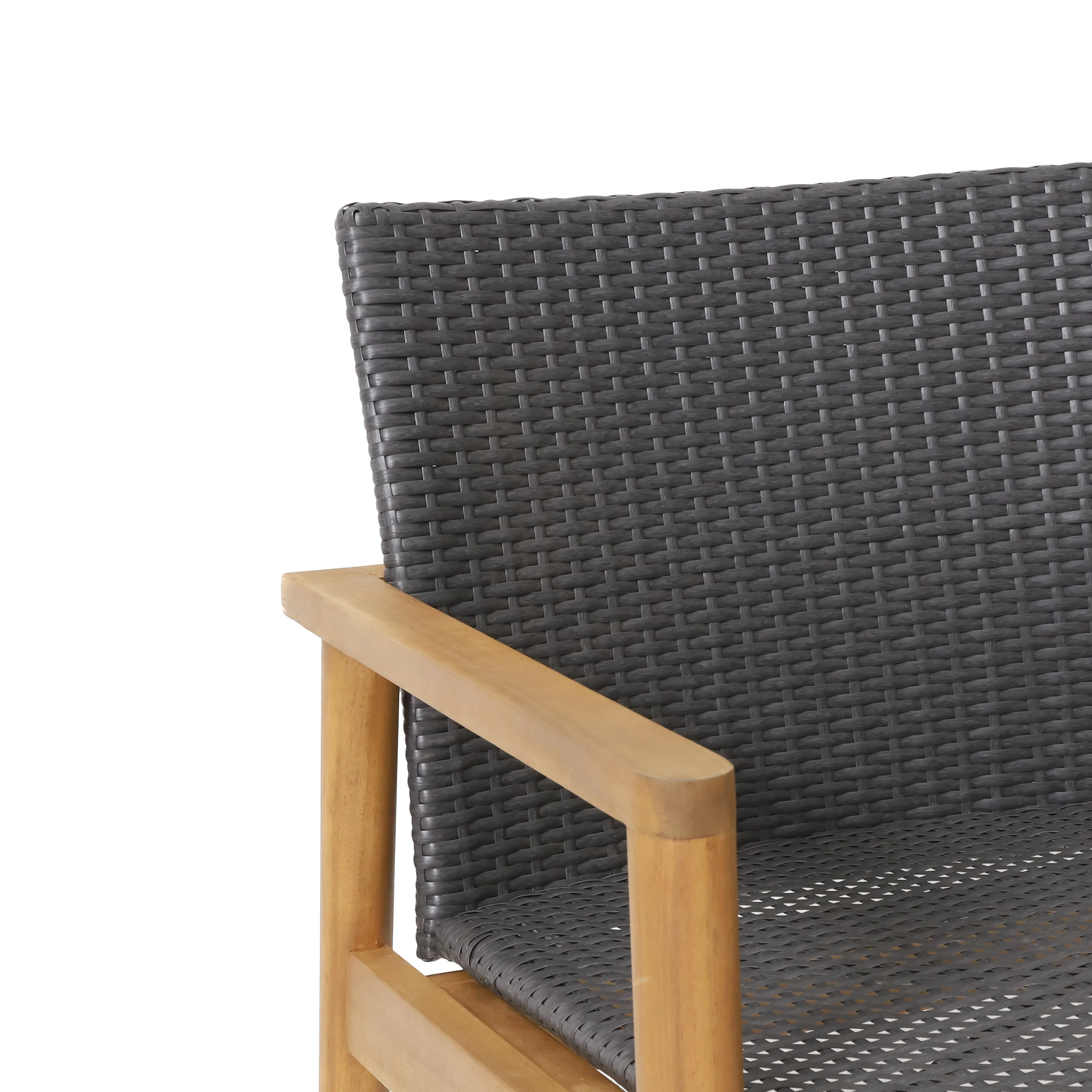 Alamosa Outdoor Wicker and Acacia Wood Club Chairs, Set of 2, Gray and Teak - furnishings