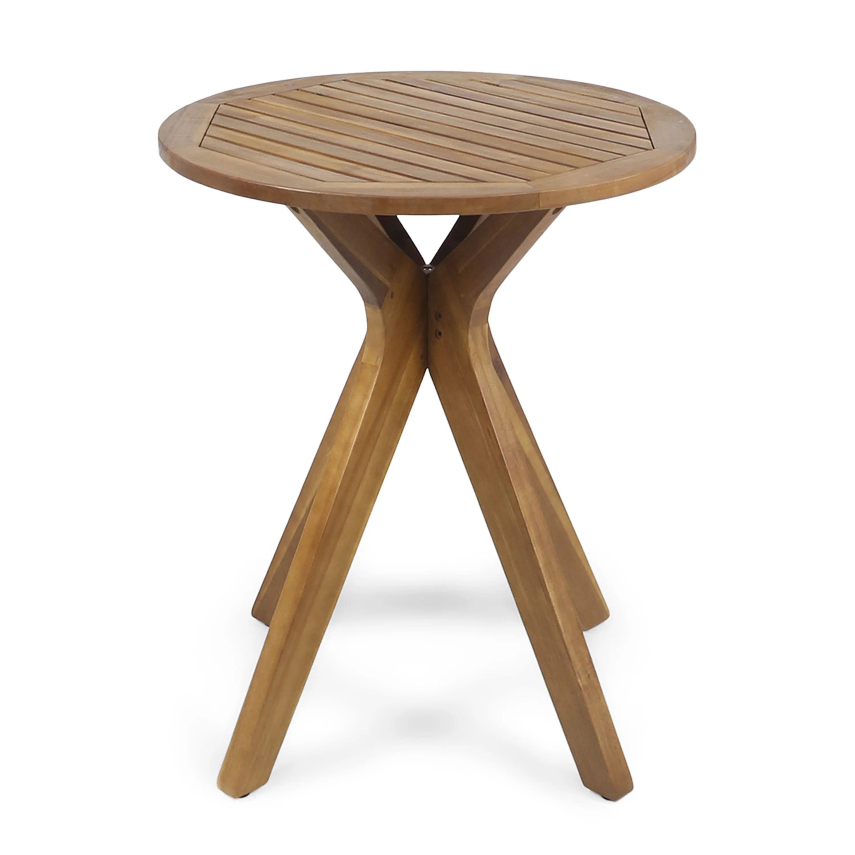 Brigitte Outdoor Round Acacia Wood Bistro Table with X Legs - furnishings