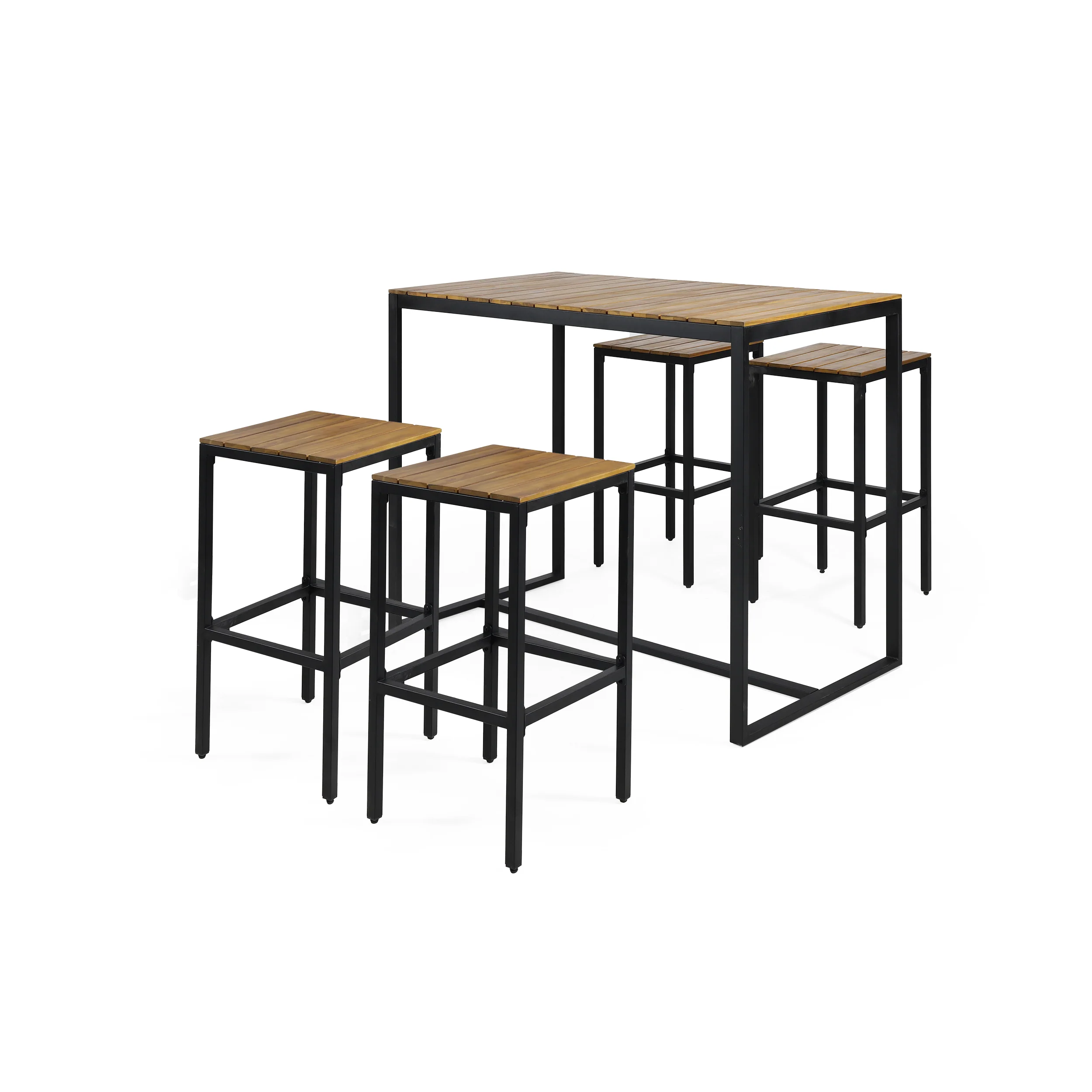 Arath Outdoor Modern Industrial 4 Seater Acacia Wood Bar Set - furnishings