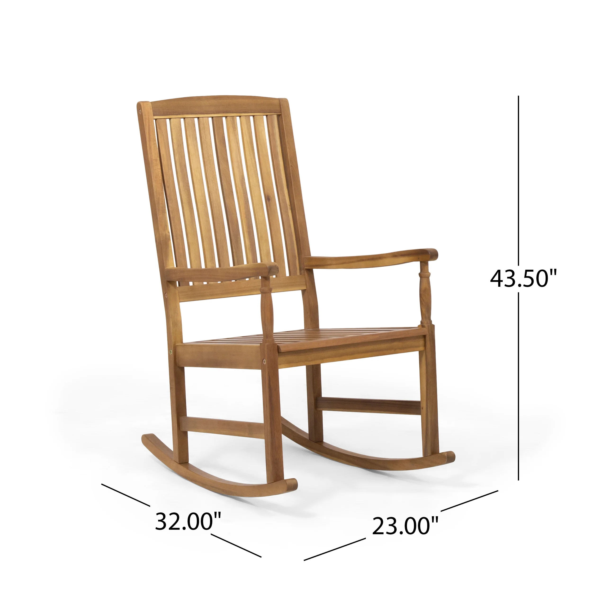 Verna Outdoor 2 Seater Acacia Wood Rocking Chairs and Side Table Set - furnishings