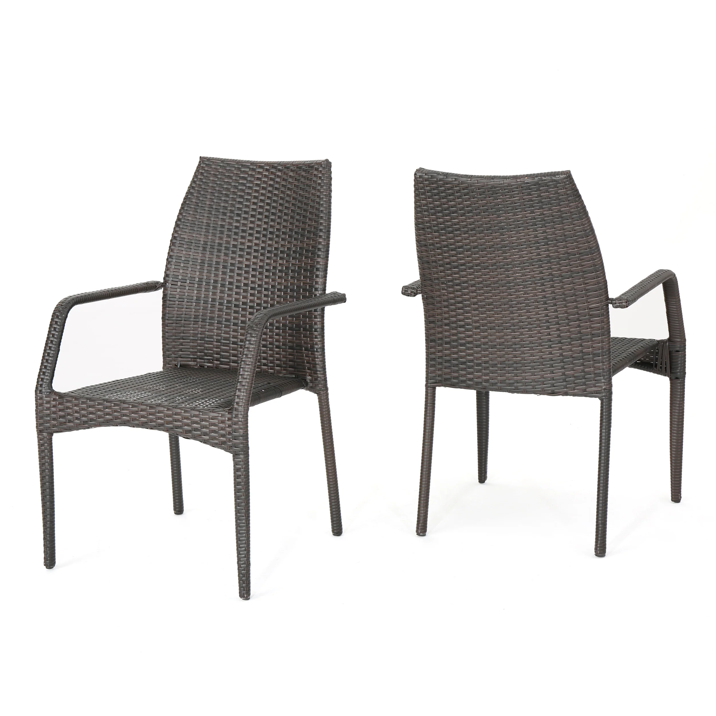 Michael Outdoor Stacking Multi-Brown Wicker Chairs (Set of 2) - furnishings