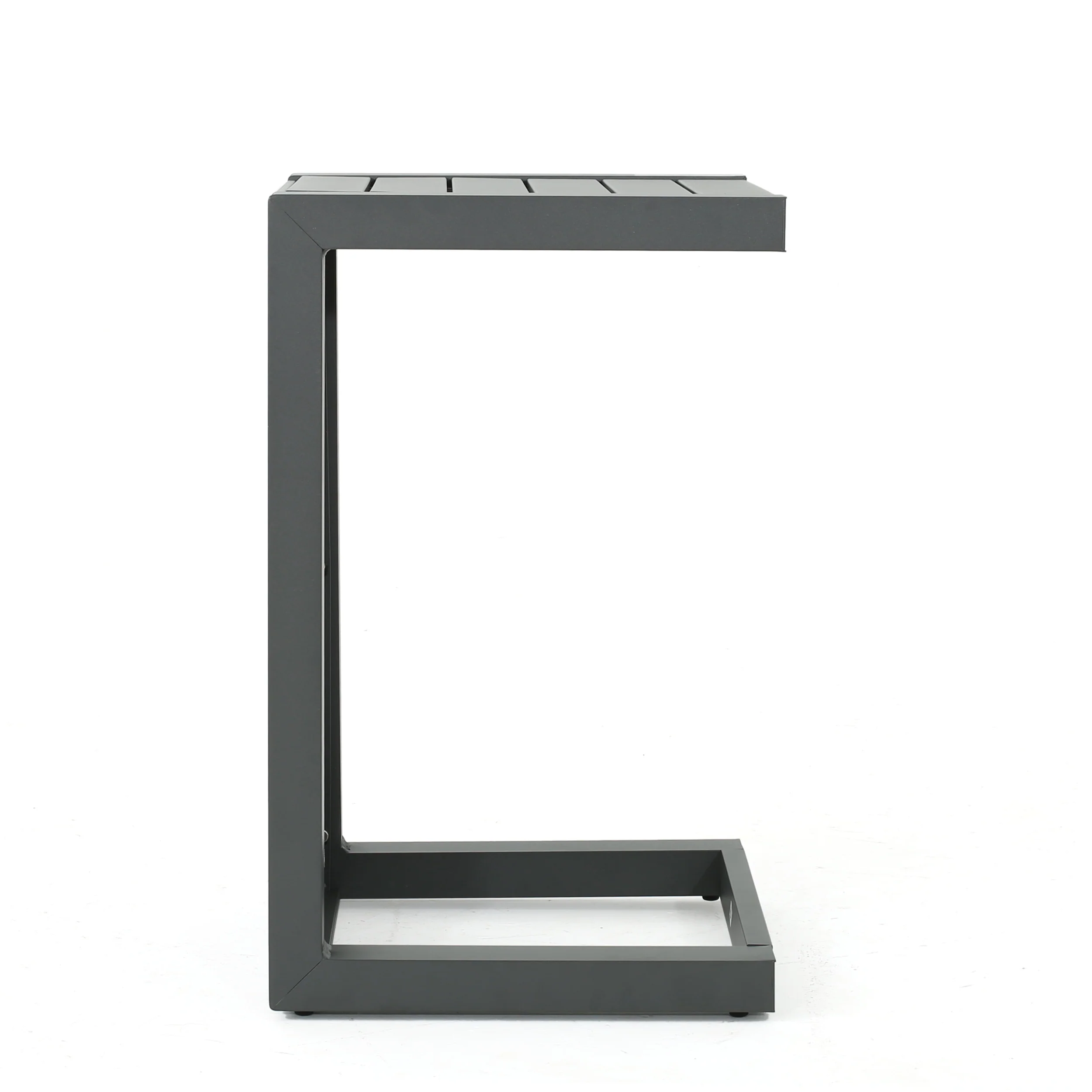Crested Bay Outdoor Gray Aluminum C-Shaped Side Table - furnishings