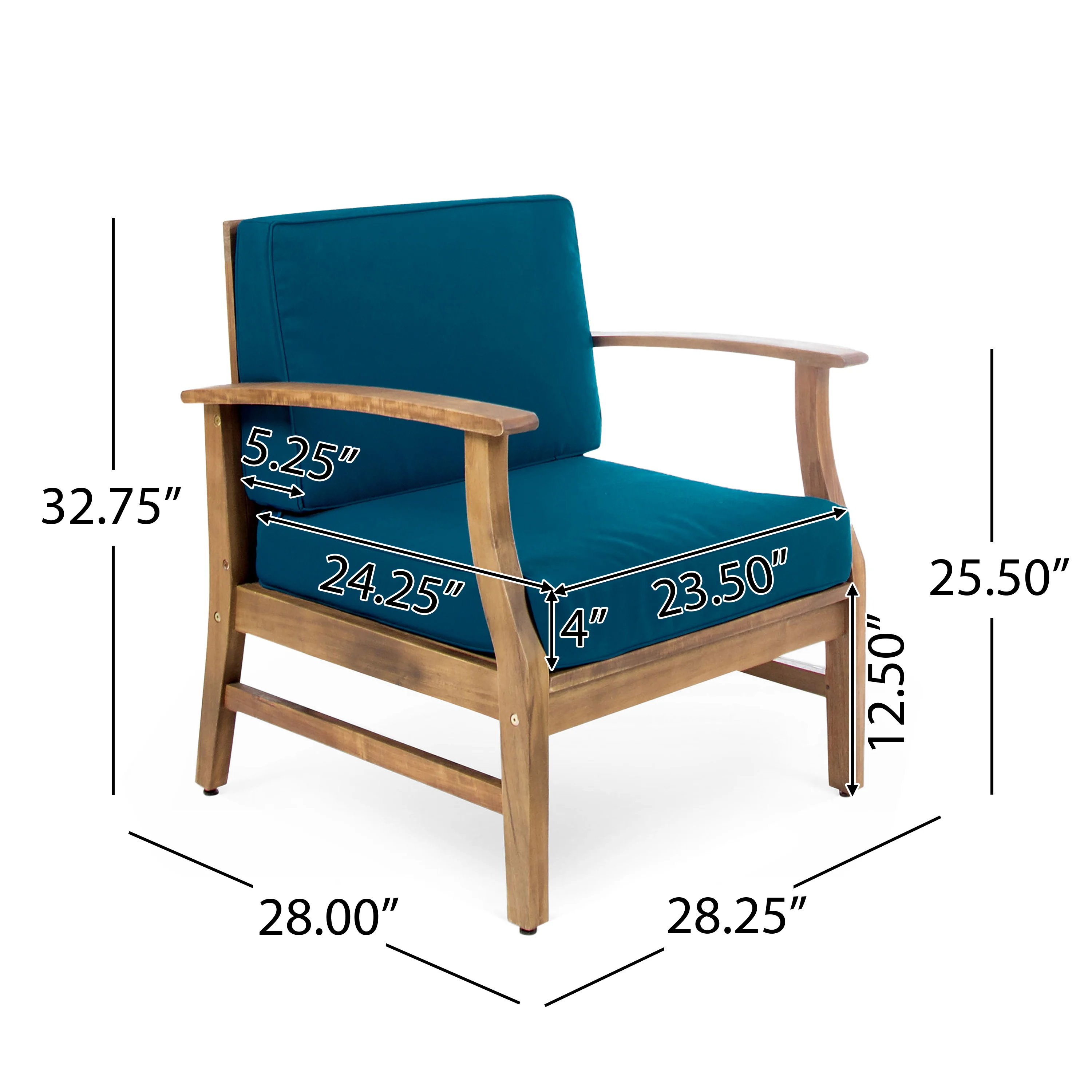 Abena Outdoor Acacia Wood Club Chair - furnishings