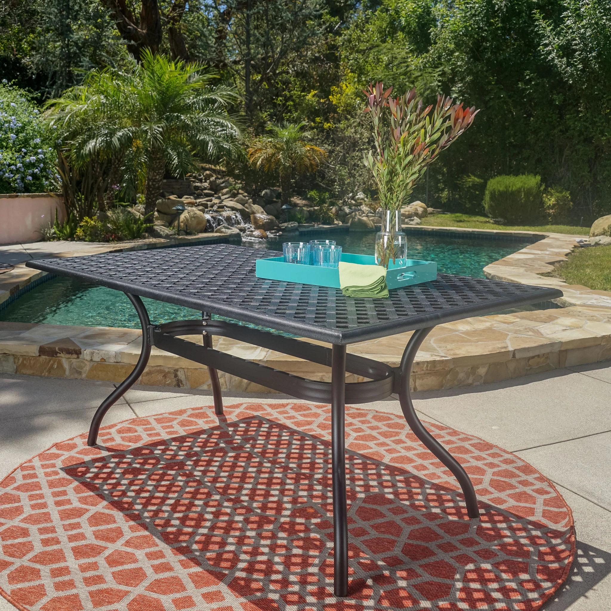 Taylor Black Sand Cast Aluminum Rectangle Table - furnishings