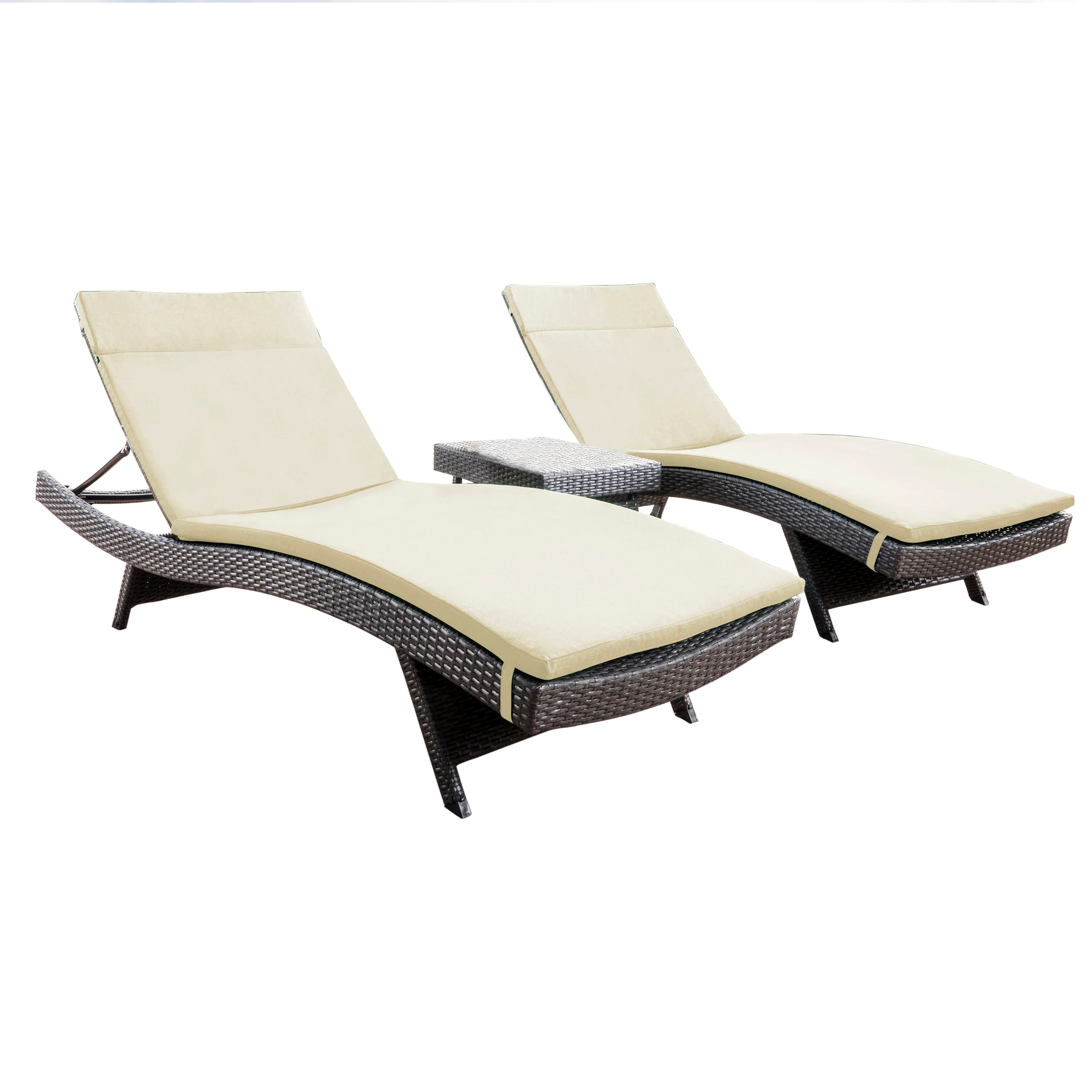 Lakeport 3pc Outdoor Wicker Chaise Lounge Chair & Table Set - furnishings