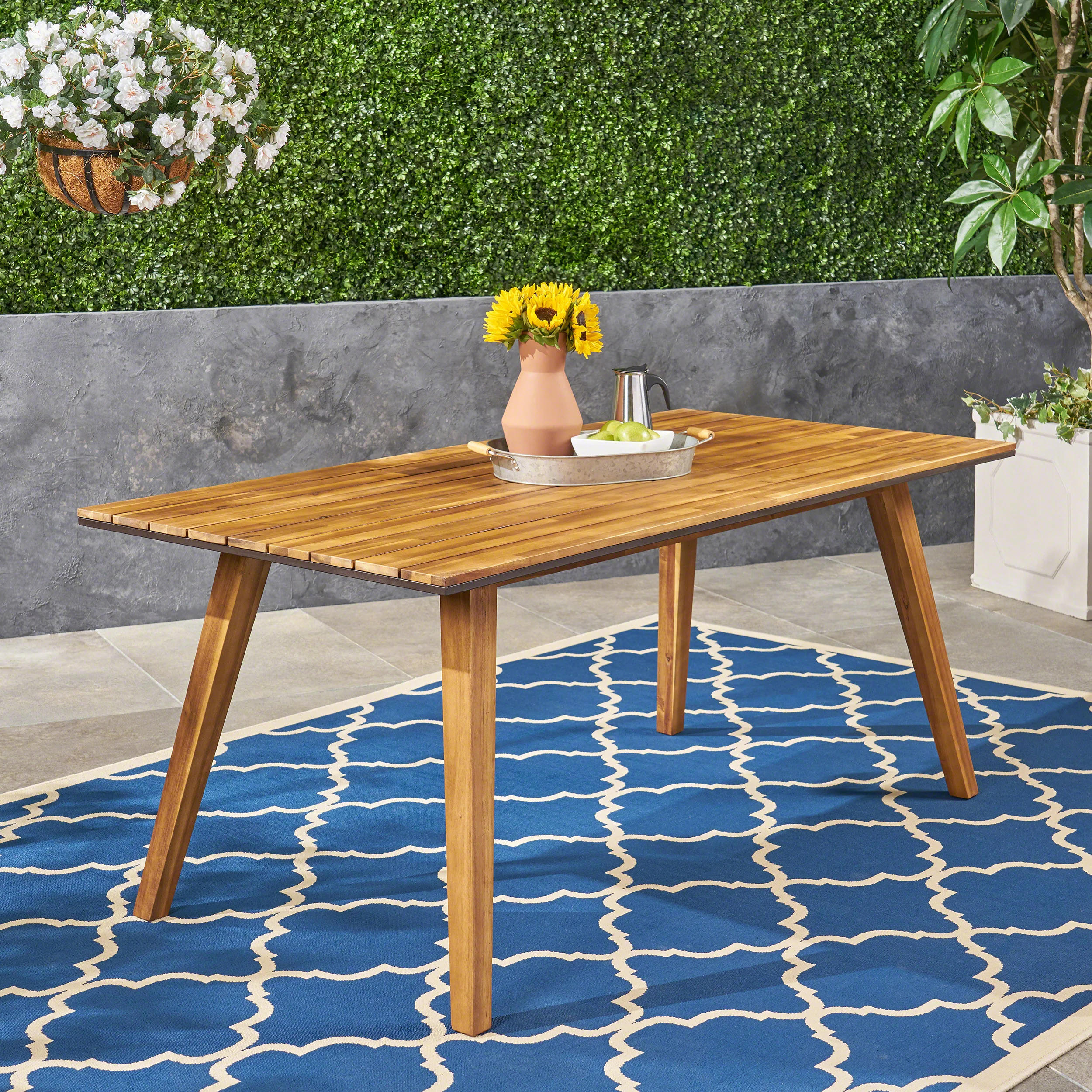 Paul Outdoor 71-inch Acacia Wood Dining Table, Teak Finish - furnishings