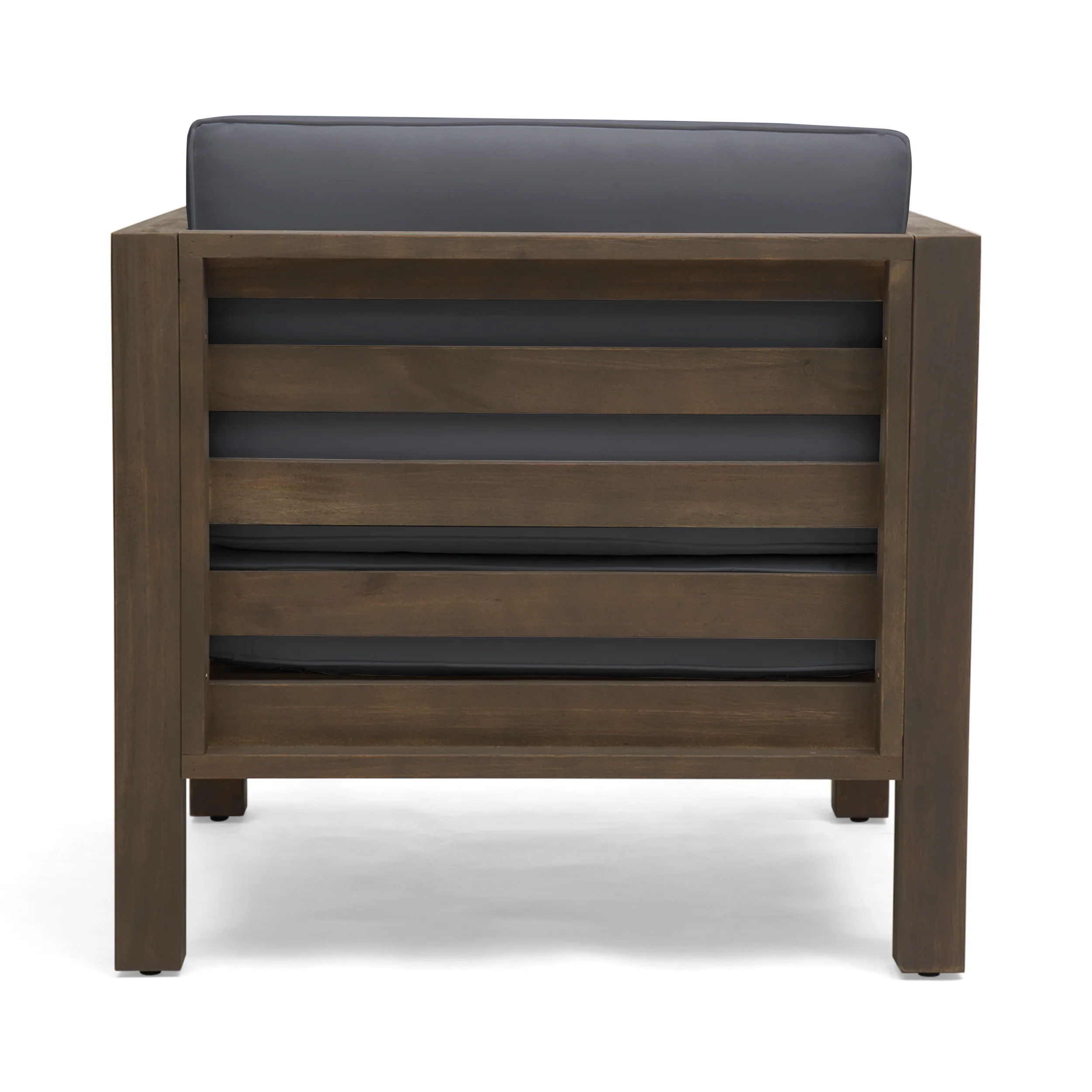 Louise Outdoor Acacia Wood Club Chair with Cushion - furnishings