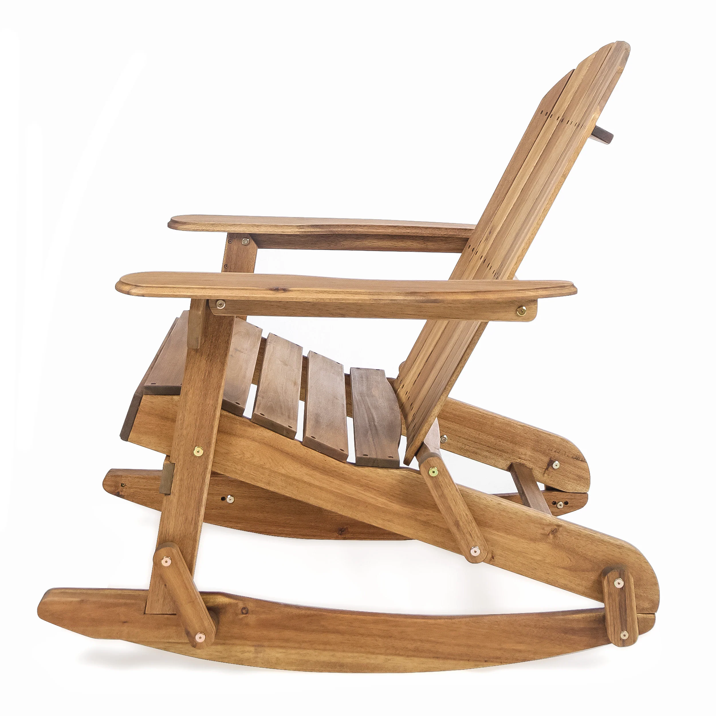 Benson Outdoor 5 Piece Acacia Wood/ Light Weight Concrete Adirondack Chair Set with Fire Pit - furnishings