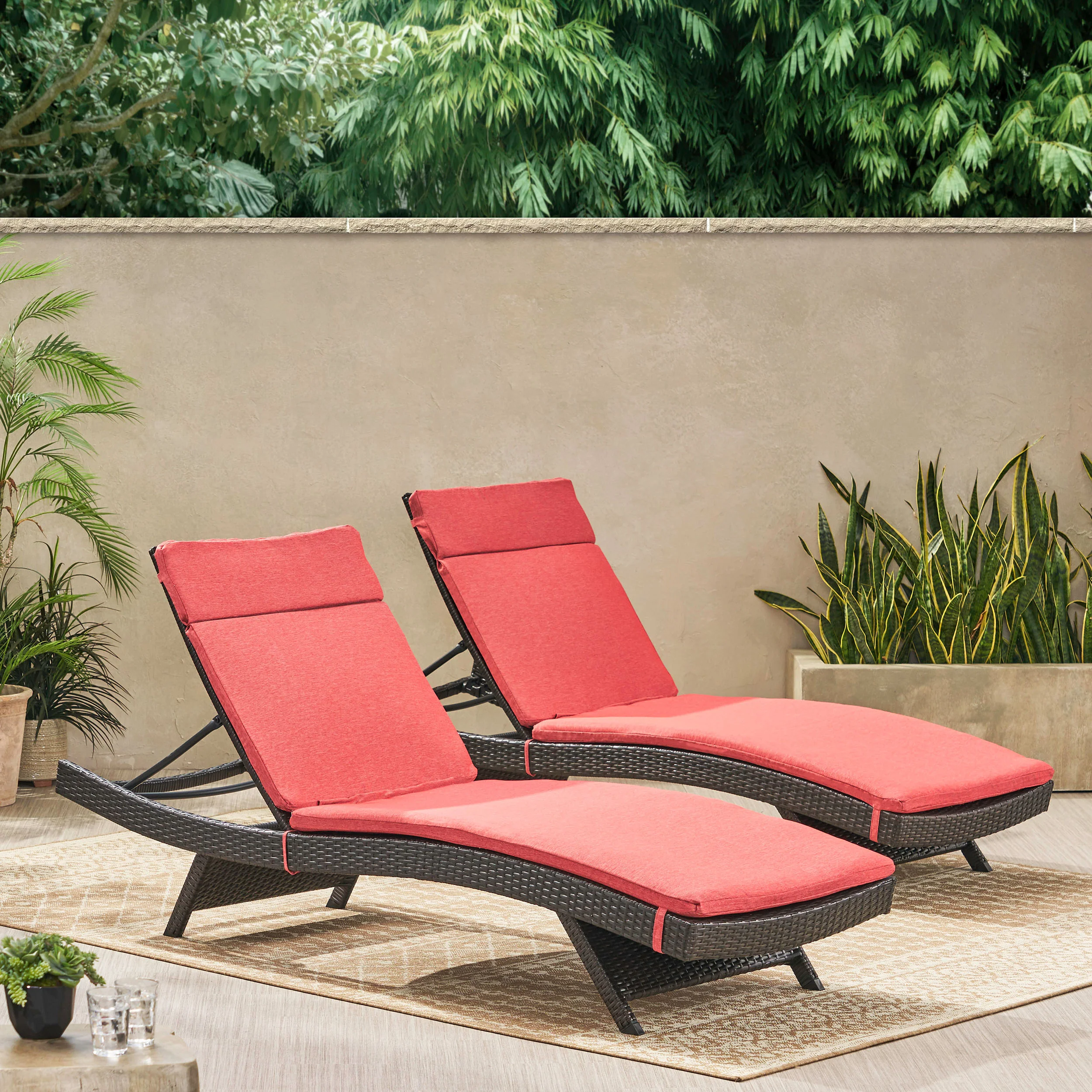 Lakeport Outdoor Adjustable Chaise Lounge Chairs w/ Cushions (set of 2) - furnishings