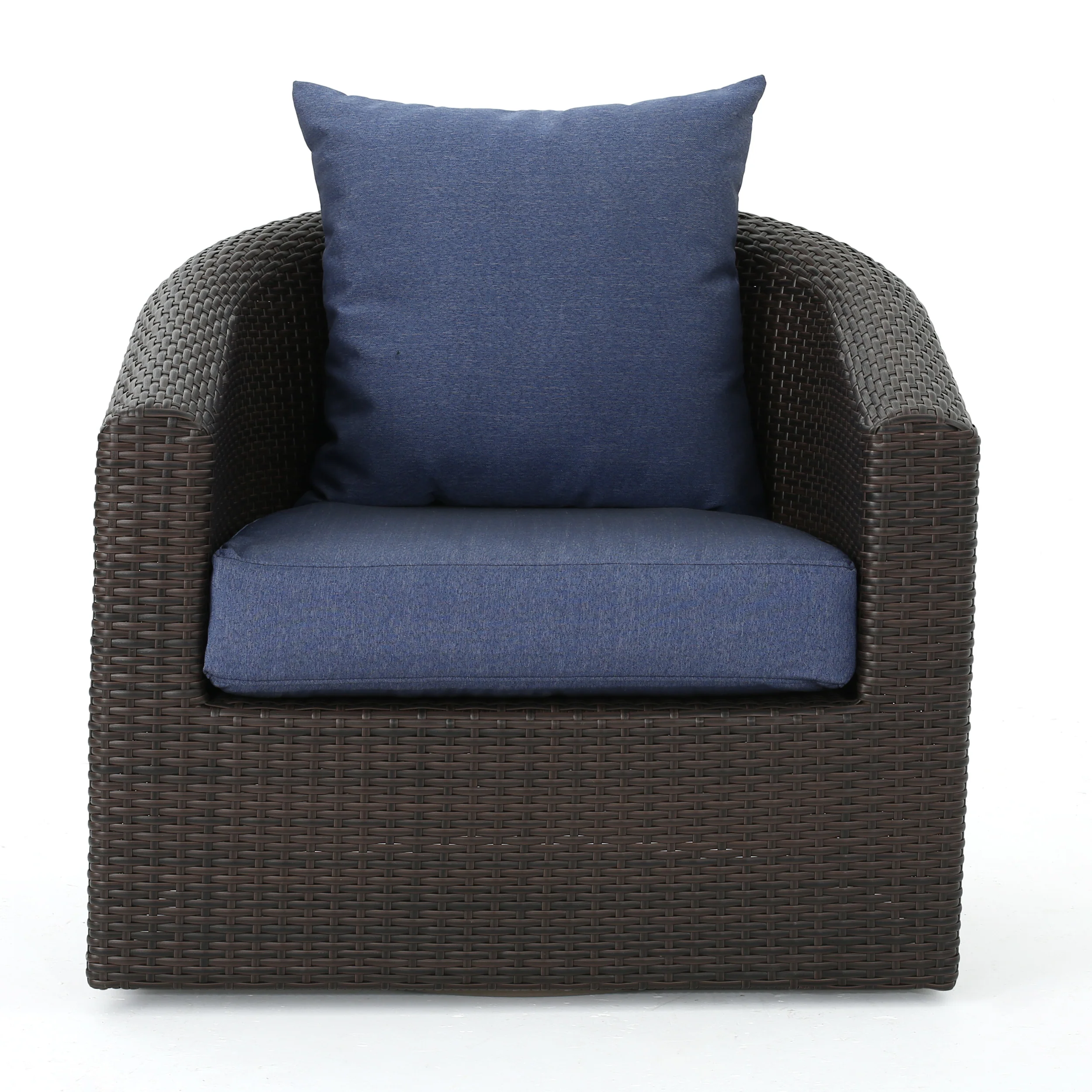 Dillard Outdoor 4 Seater Wicker Swivel Chair and Fire Pit Set - furnishings