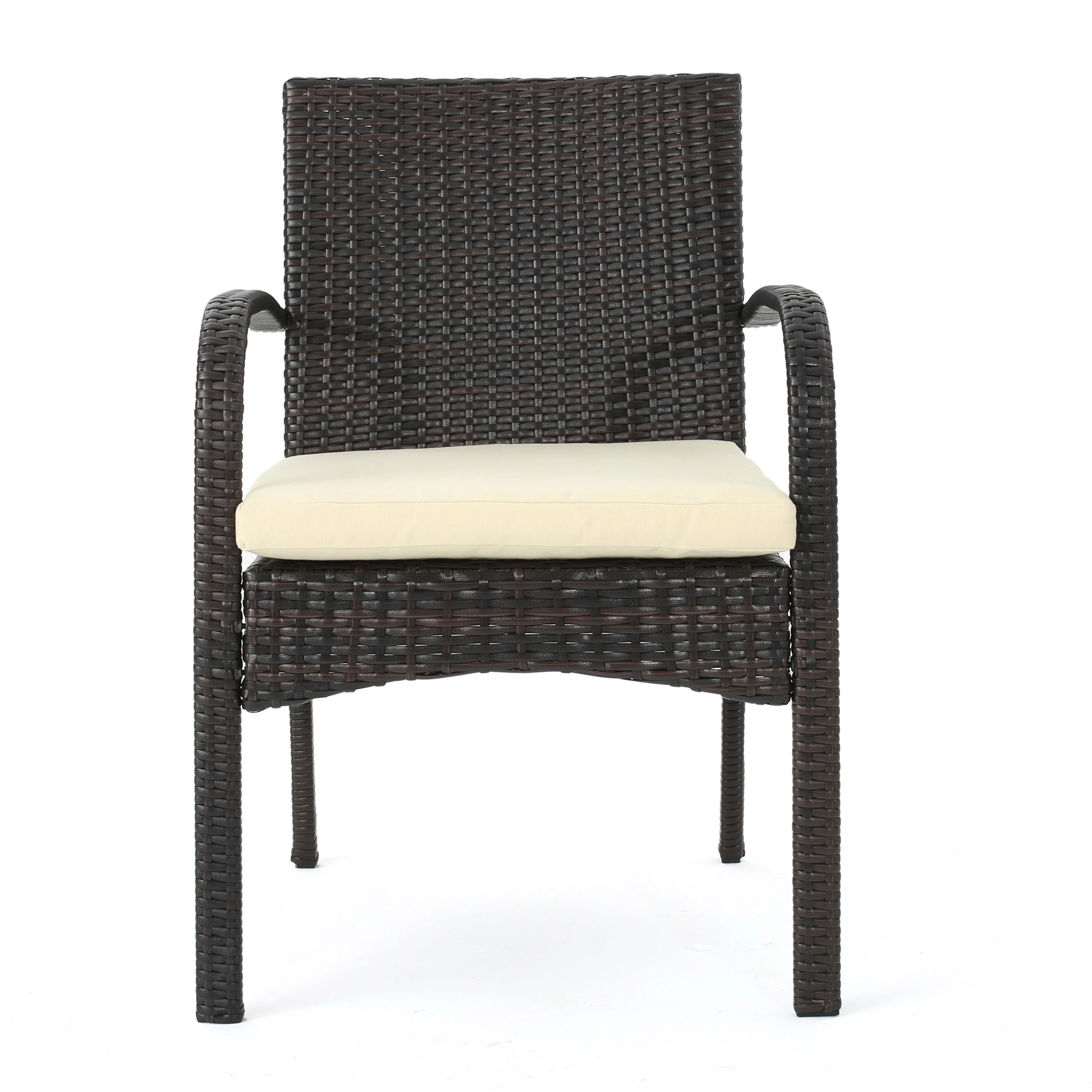 Carmela Outdoor Multibrown PE Wicker Dining Chairs (Set of 2) - furnishings