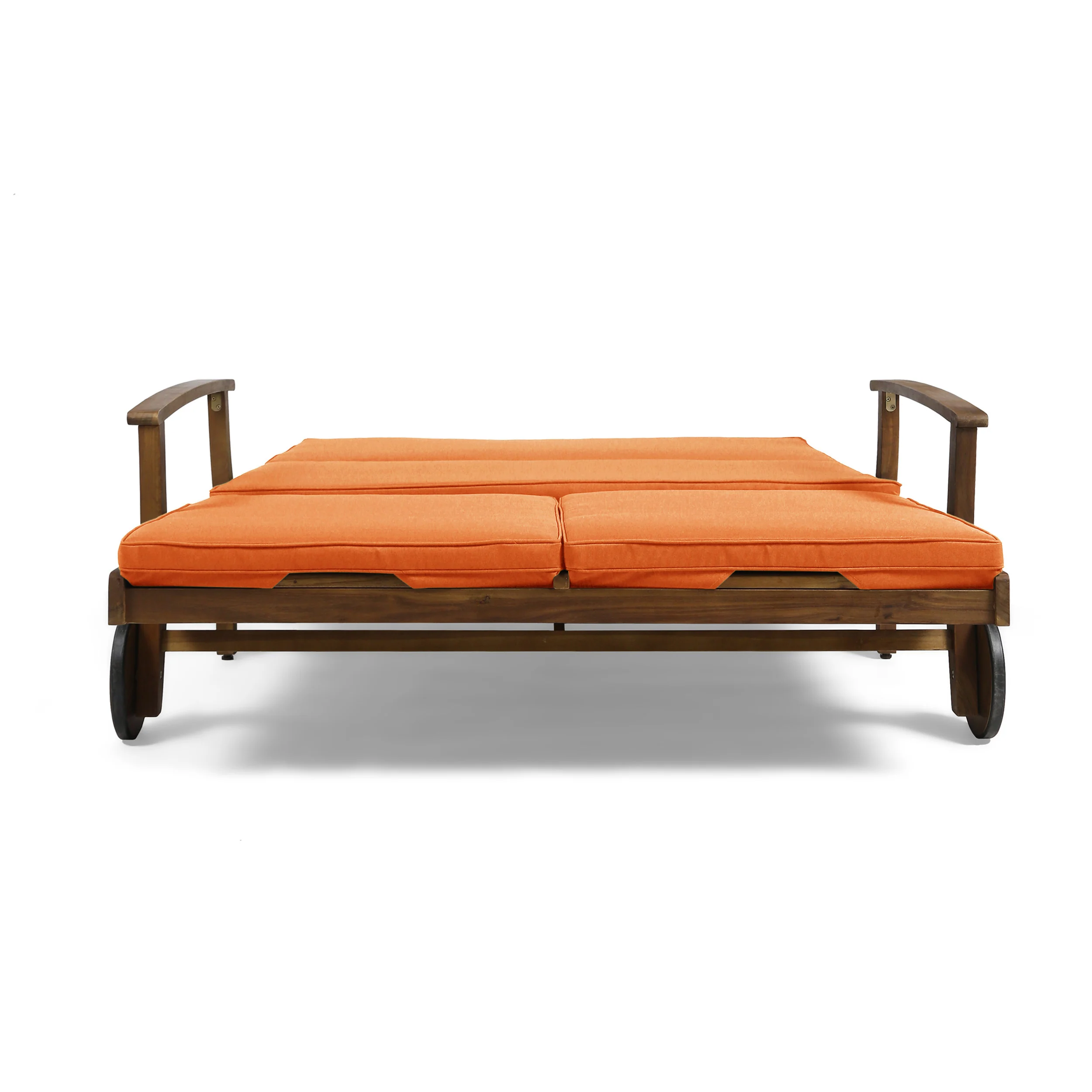 Samantha Double Chaise Lounge for Yard and Patio, Acacia Wood Frame - furnishings